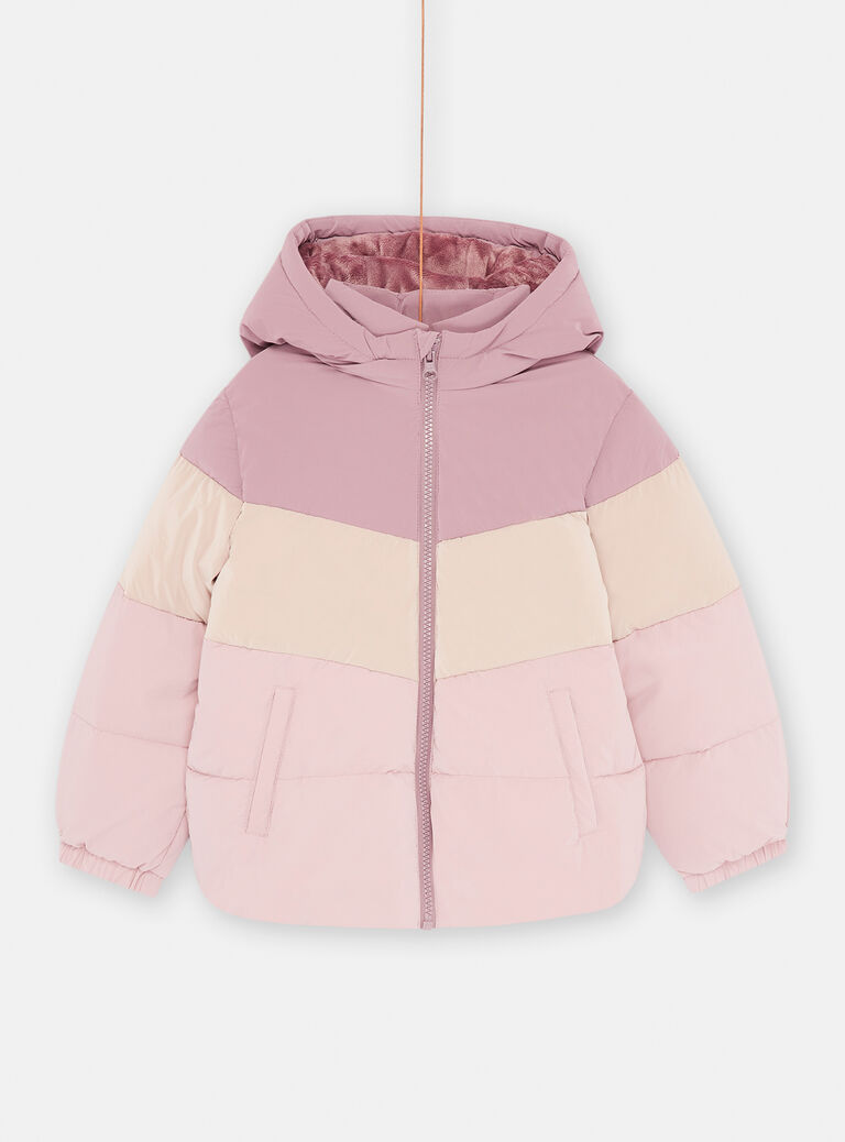 Doudoune à capuche mauve et lilas