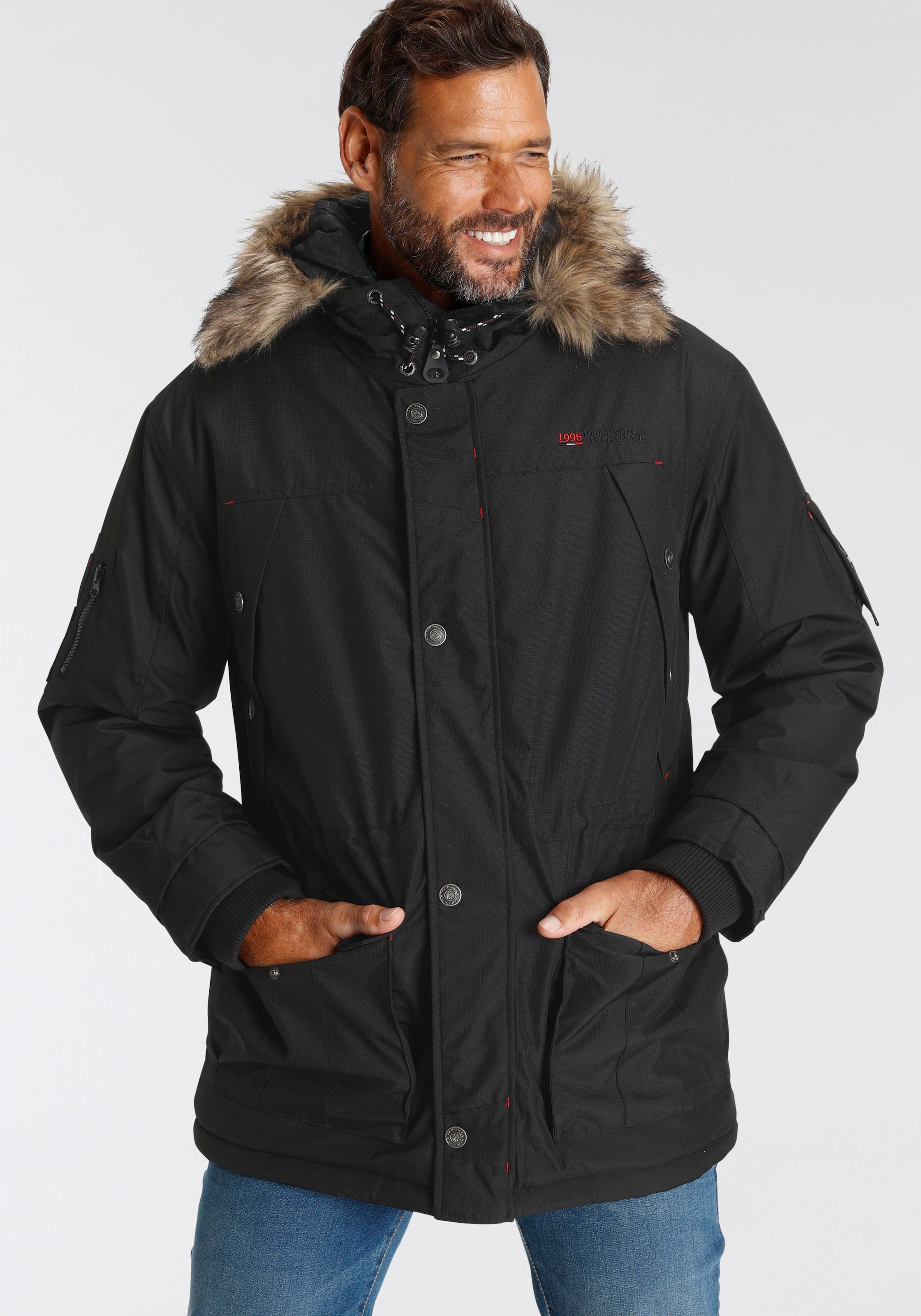 Man's World Parka mit Kapuze für die kalte Jahreszeit,  strapazierfähig und schnelltrocknend