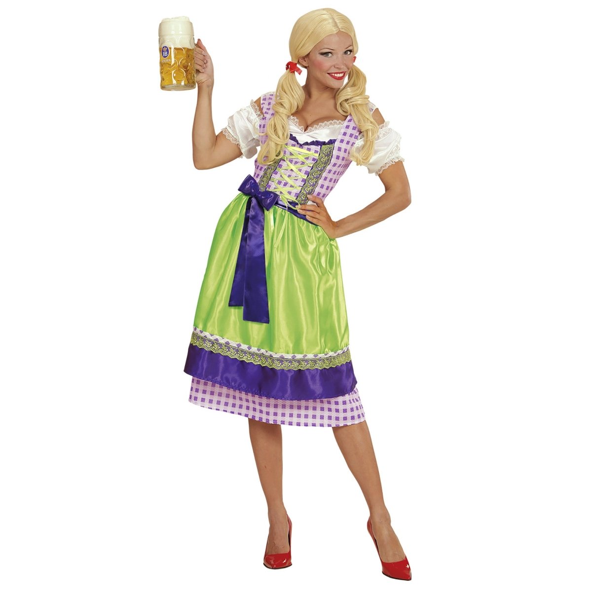 Groen Paarse Dirndl Jurk Oktoberfest Dames