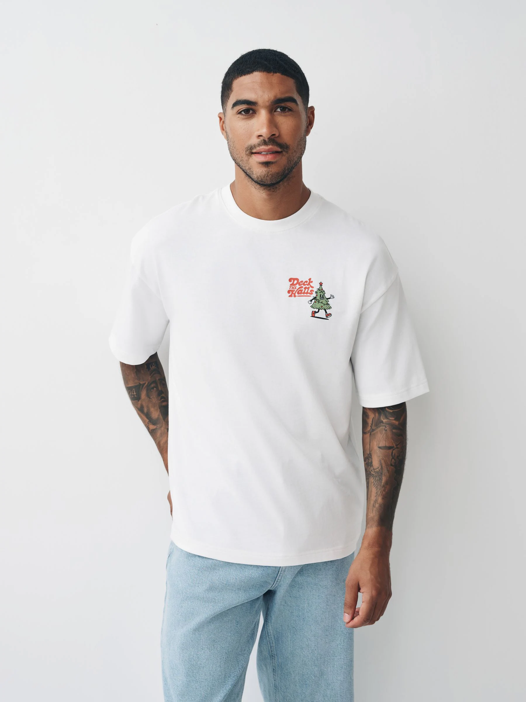 Wit komische strip - Relaxed fit - Kerst T-shirt