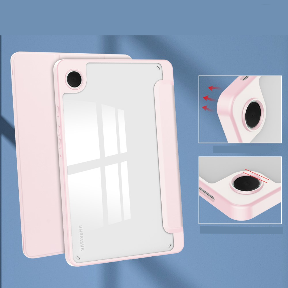 Samsung Galaxy Tab A11 / A9 Smart Cover Hybrid Hülle Leder Tasche Flip Cover   S-Pen Halterung - Schwarz / Transparent