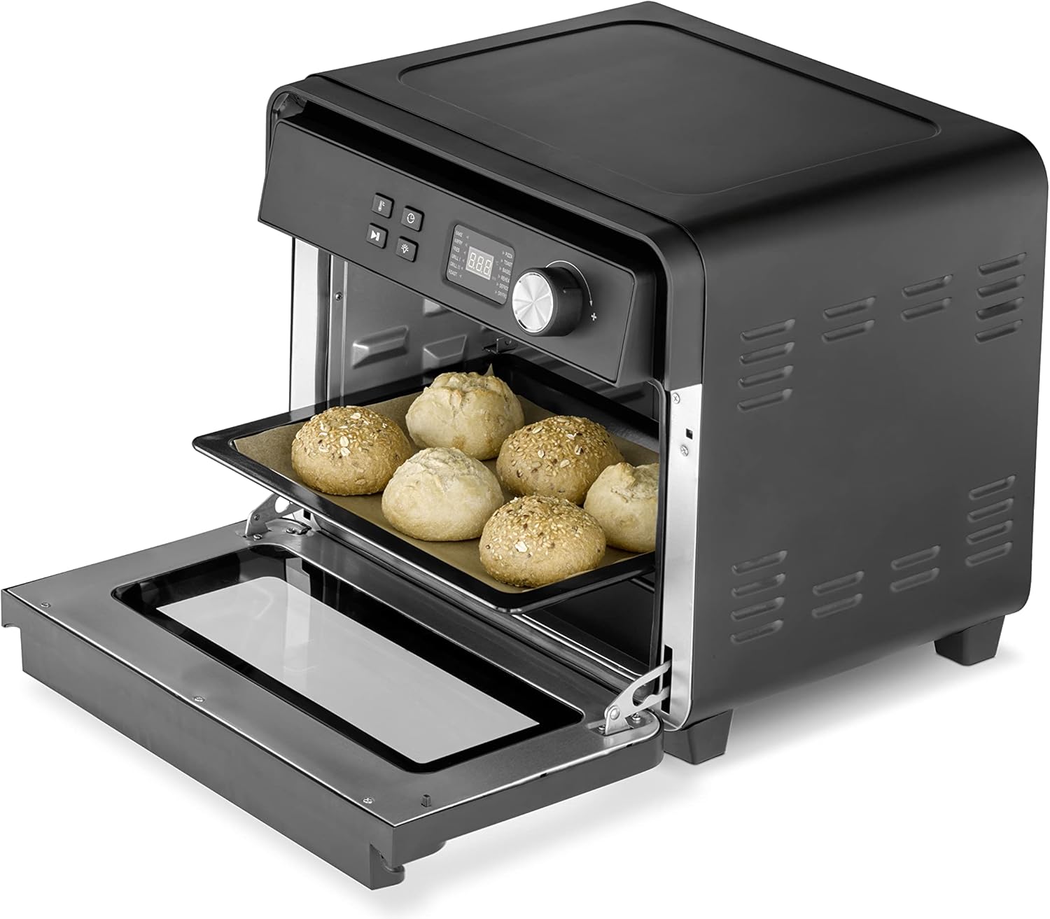 CASO AirFry Chef 1700 - Design Heissluftfritteuse, Testurteil: Sehr Gut, direkt startbereit ohne Aufheizen, 3 Einschubebenen, Temperaturbereich 40 °C bis 230 °C (5°C Schritten), Timer, 1700 Watt