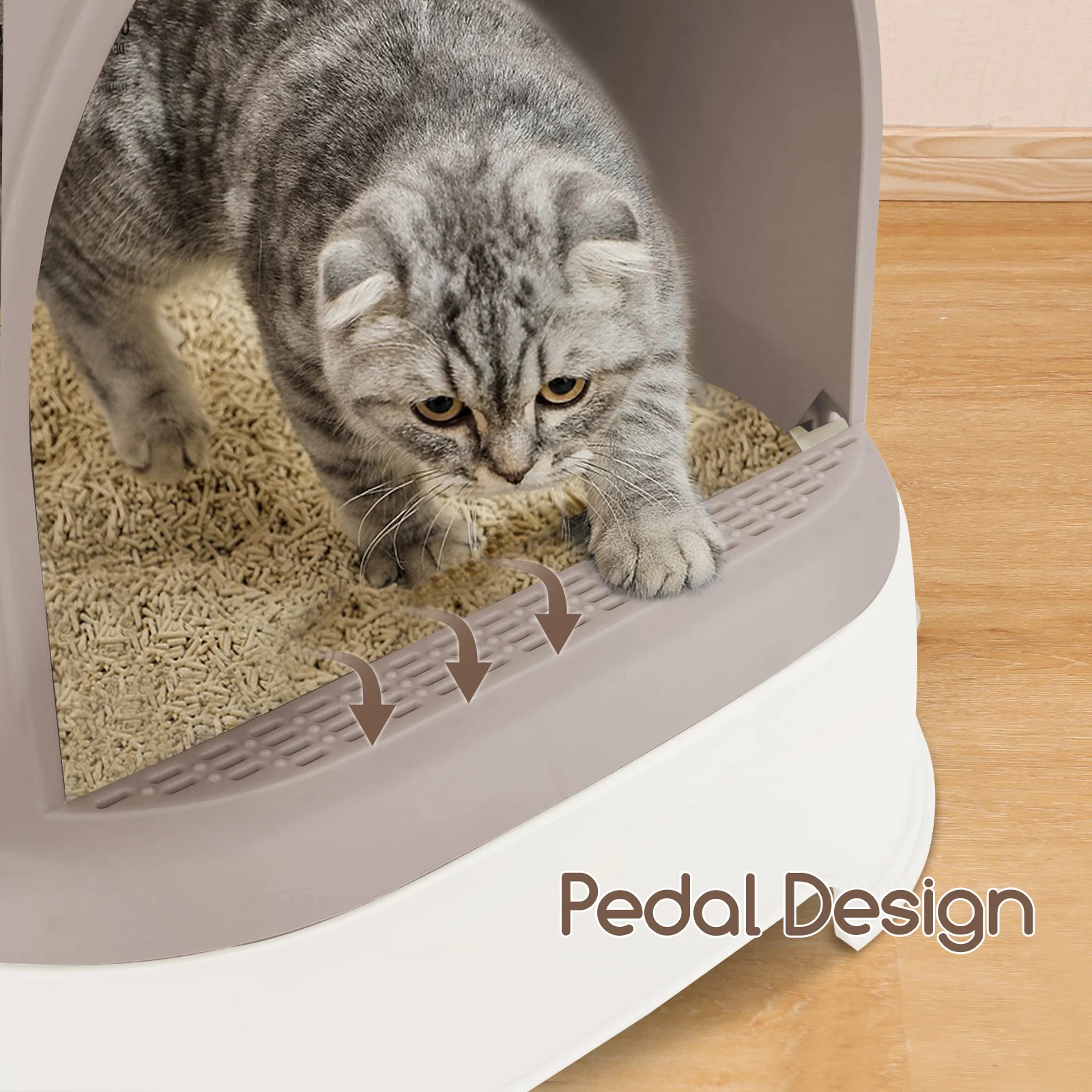 Nobleza - Caixa de Areia para Gatos, Caixa de Areia Fechada com Gaveta, Caixa de Areia Grande e Fechada, Caixa de Areia Sem Odor com Pá, C52*L42*A38,5CM, Marrom