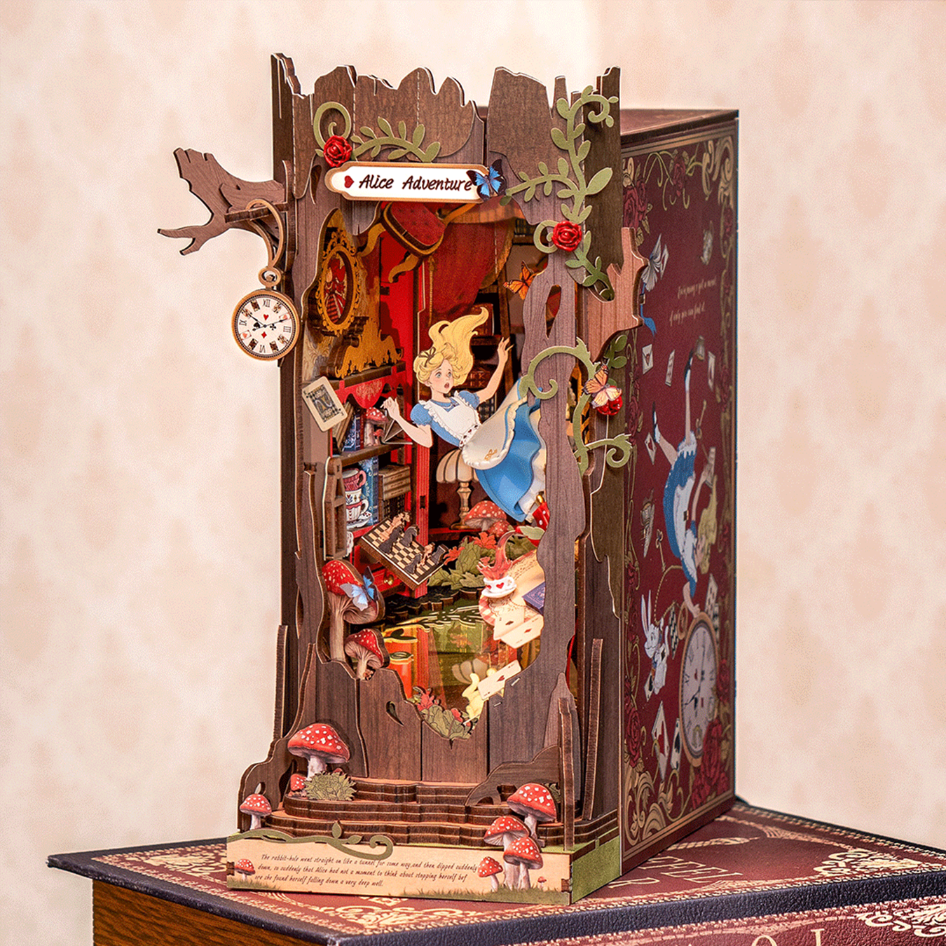 (300-tlg. Set) Rolife Book Nook Modell Bausatz DIY Miniatur Haus mit Licht Home Deko Buchstütze für Erwachsene (TGB12) - Fall Into Wonder
