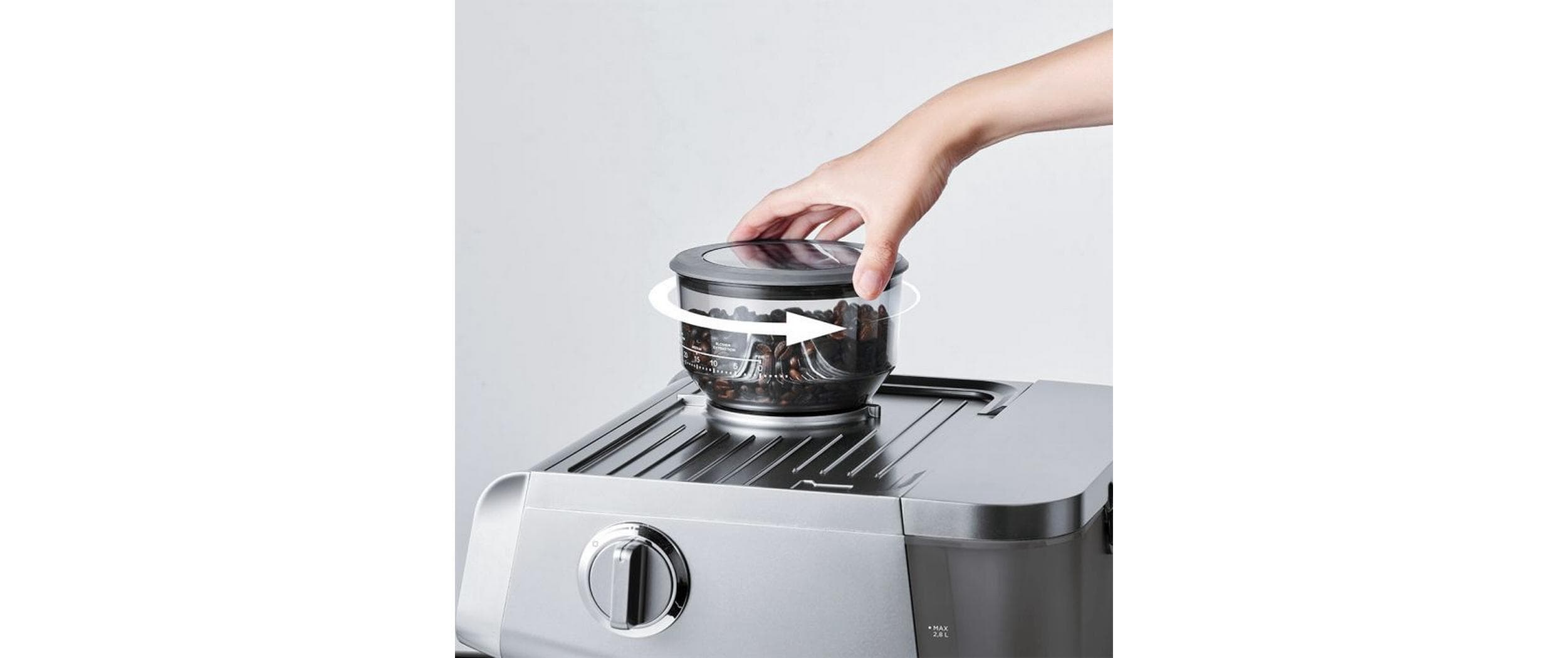 Siebträgermaschine Coffea G50S Silber<br>Kaffeemaschine mit integriertem Mahlwerk