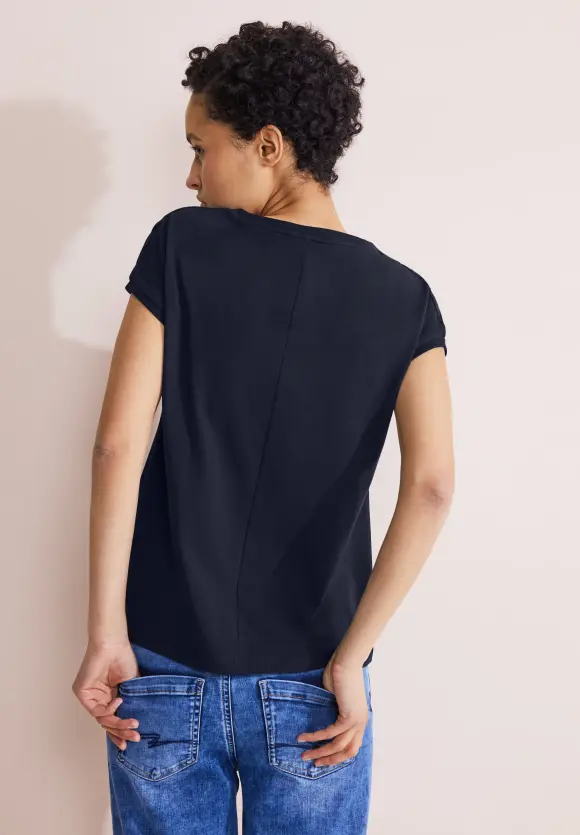T-Shirt mit Print Patch - deep blue