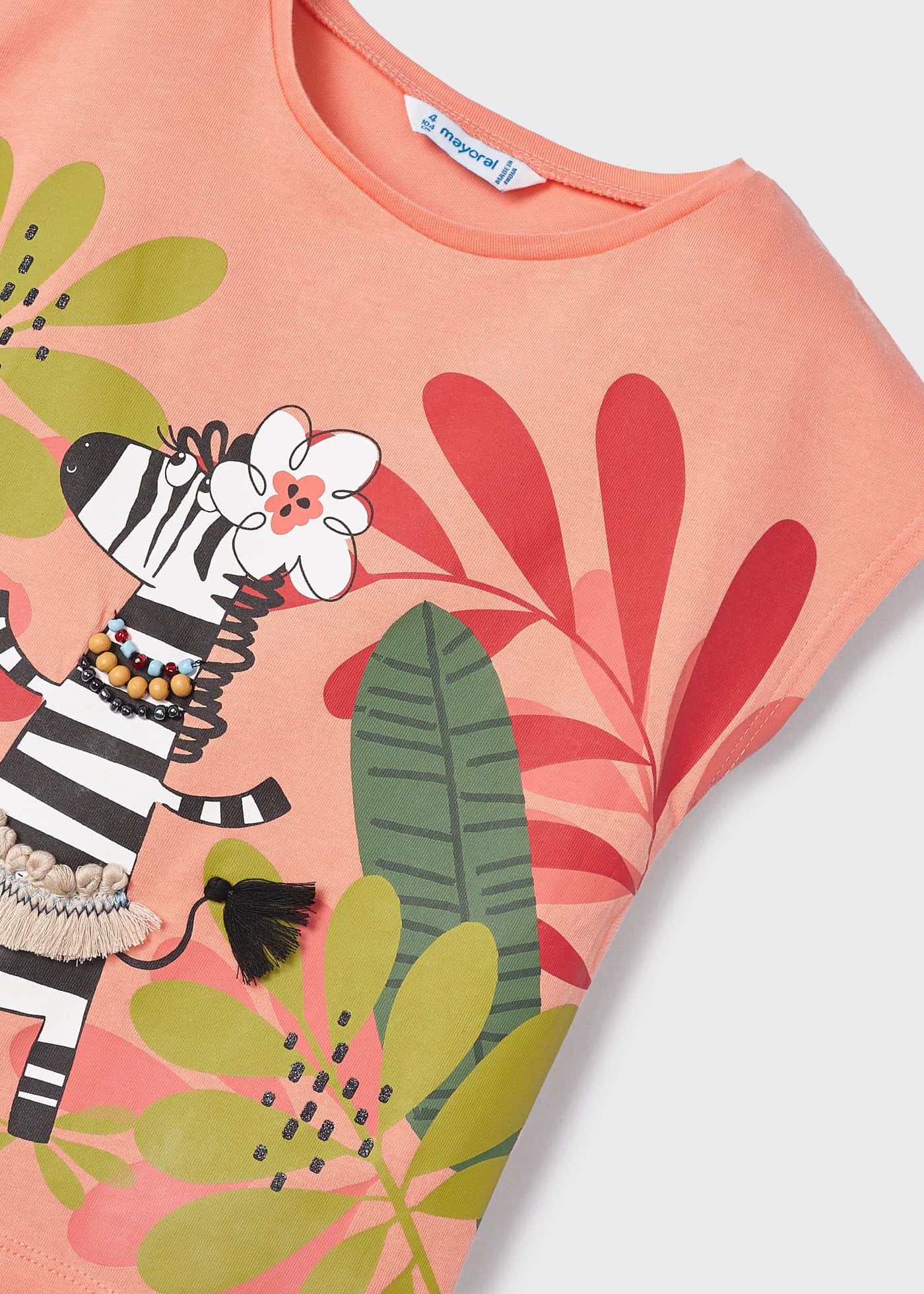 Camiseta de algodão de manga curta com estampa para meninas