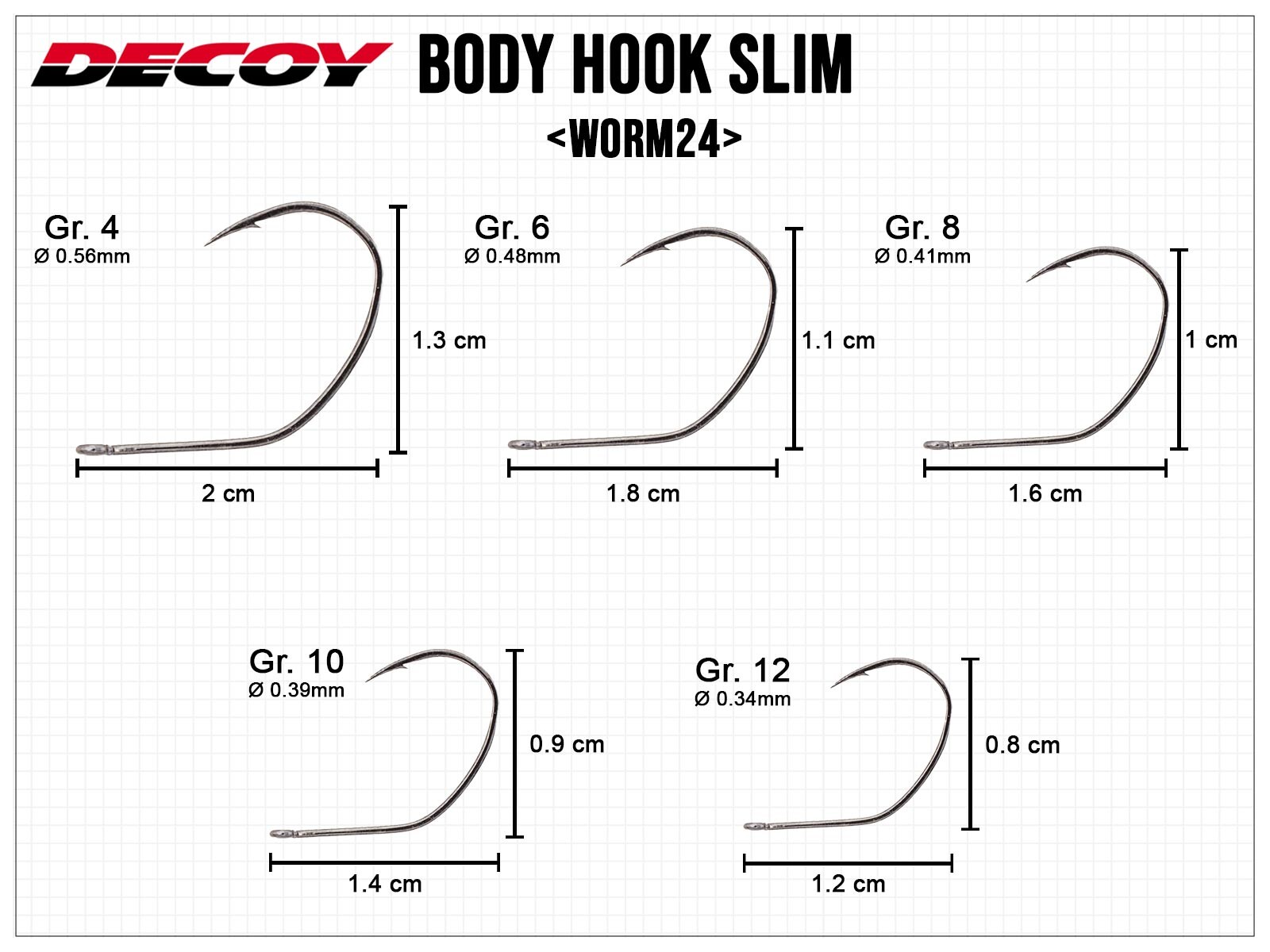 Worm24 Body Hook Slim - Gr. 6(DECOY)