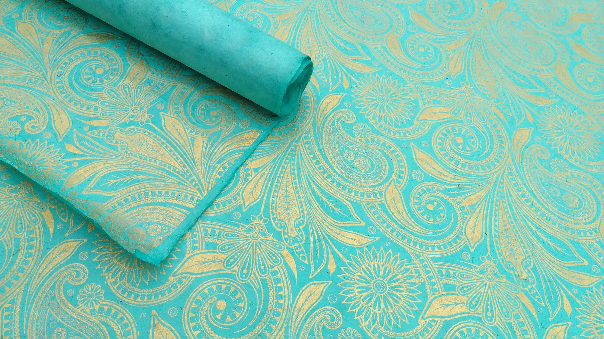 Geschenkpapier floral, mint, gold, L 76 cm, B 51 cm günstig bestellen