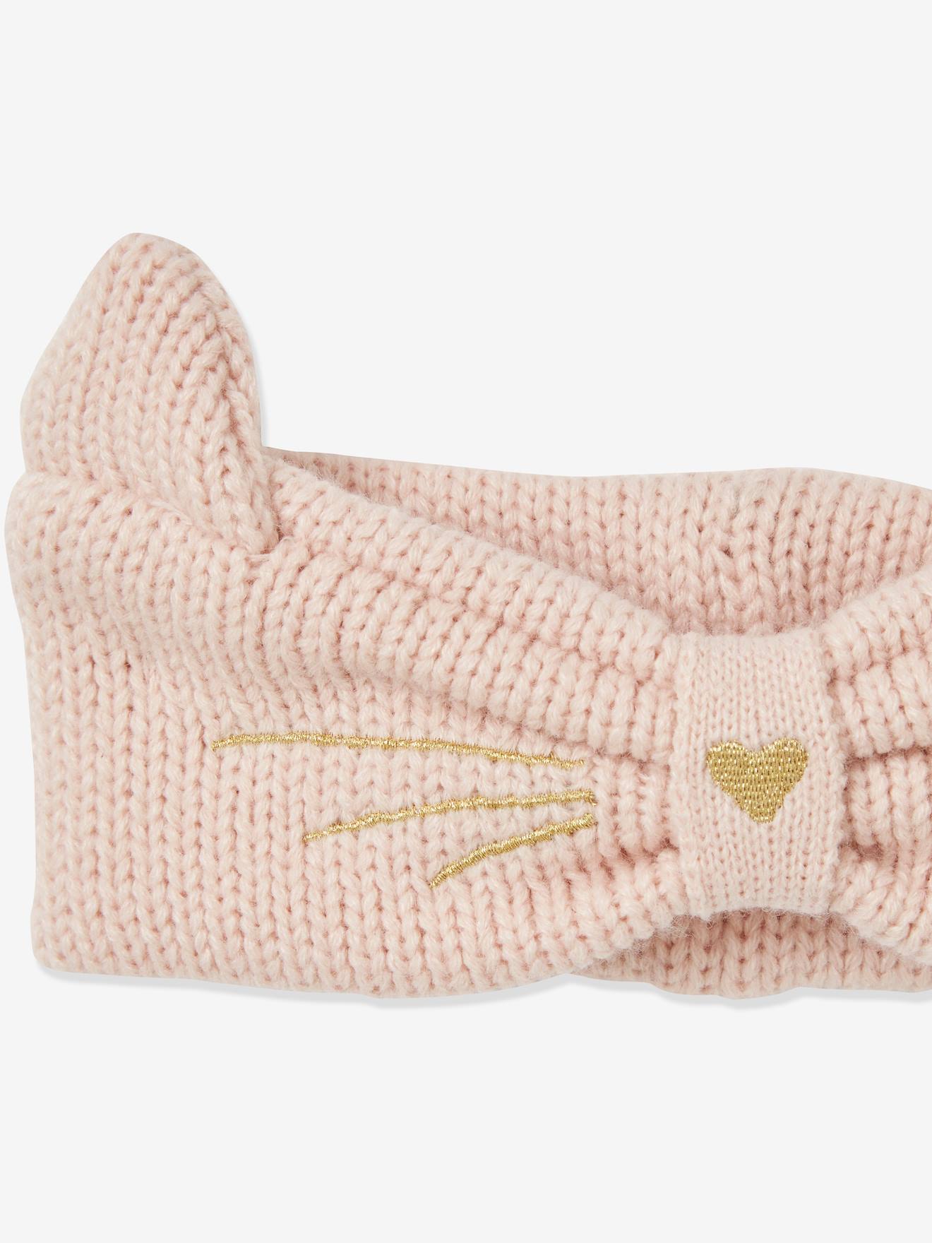 Faixa de cabelo lisa rosa claro para gatos com motivos.