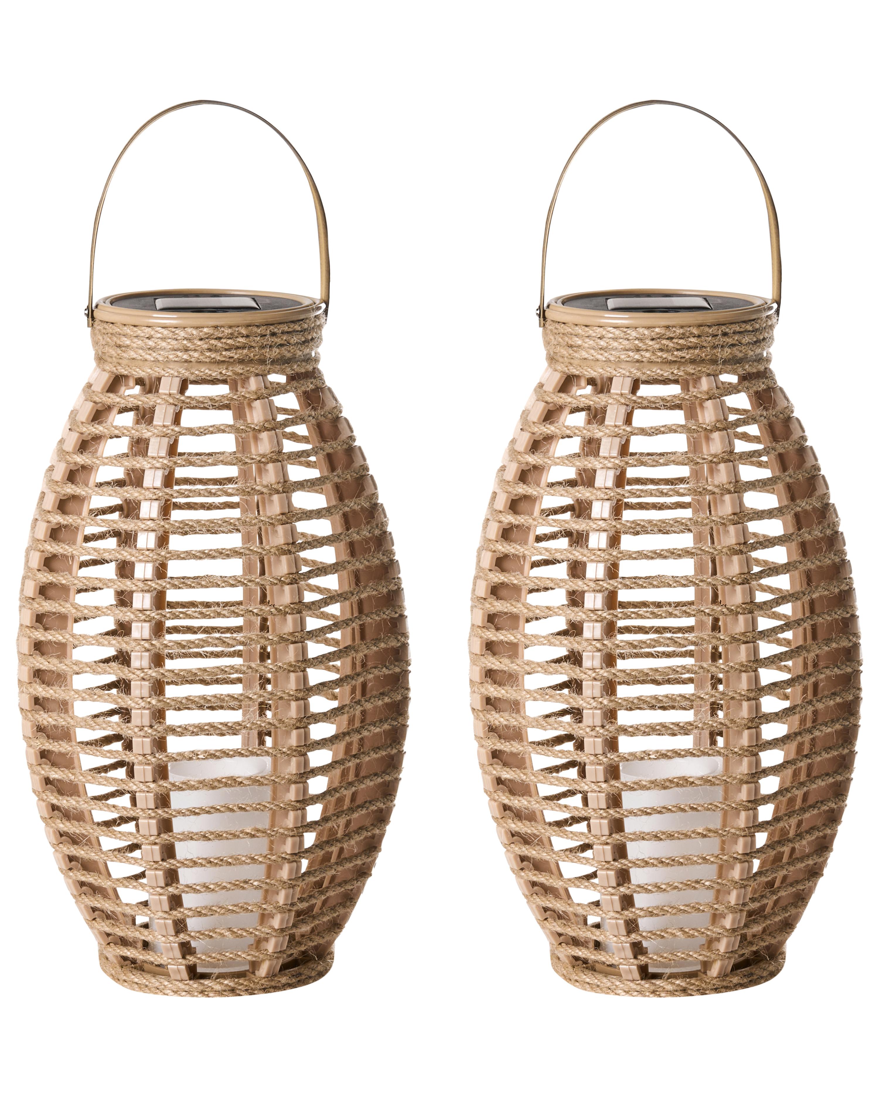 Set van 2 lantaarns op zonne-energie SHANGANI 40 cm Natuurlijk