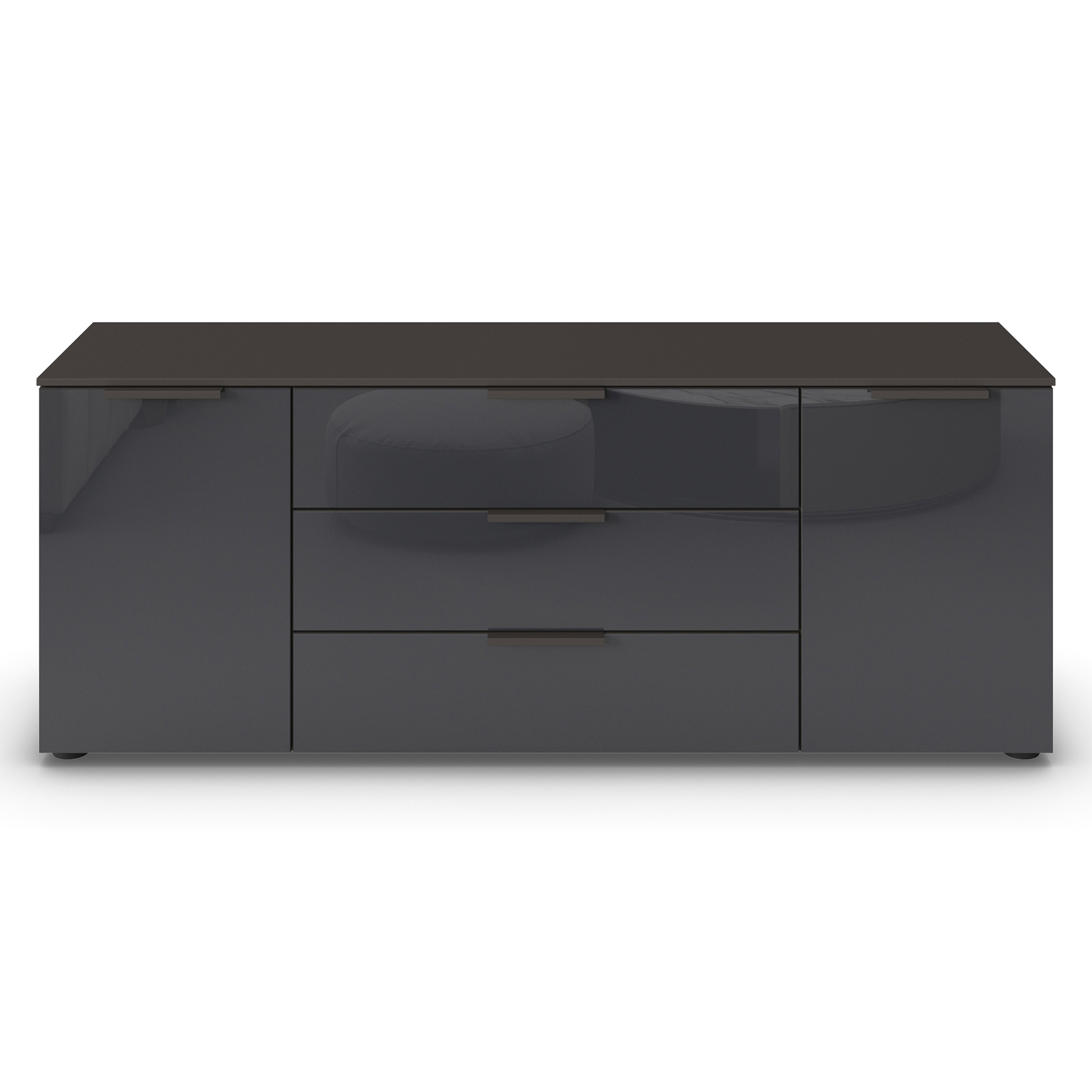 Lowboard - graphit-Basalt - Glasfront - 160 cm