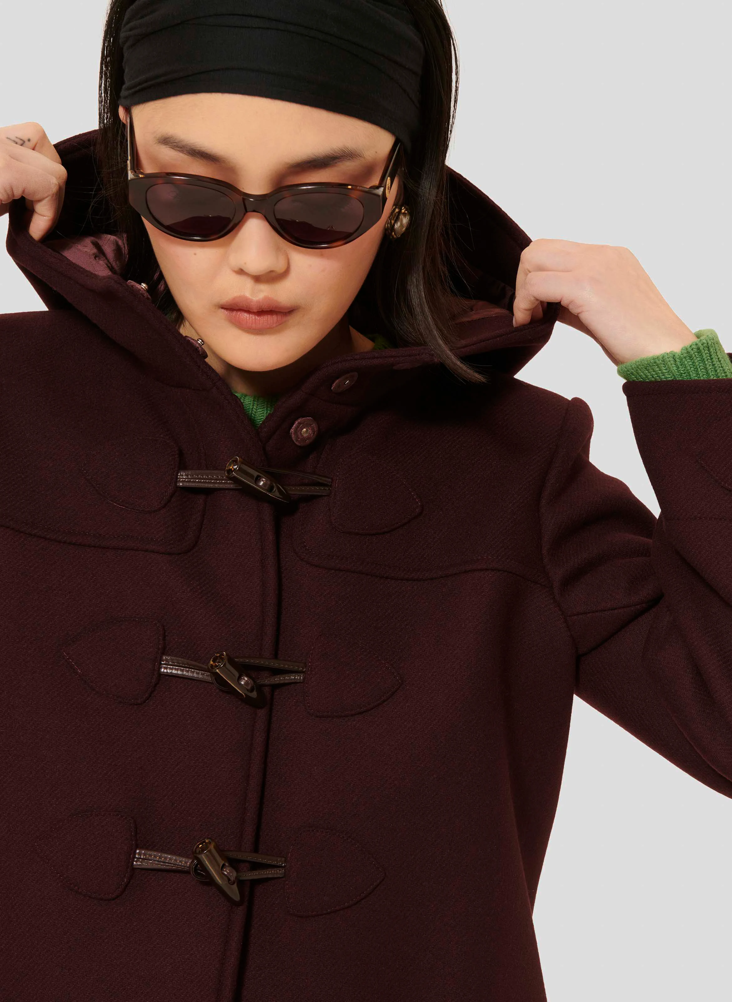 MANOELA - Duffle-coat droit en laine mélangée | Violet
