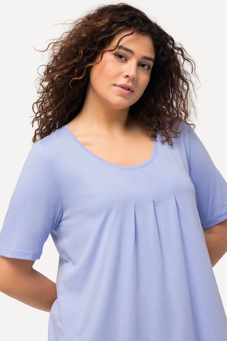 T-Shirt, Zierfalten, A-Linie, Rundhals, Halbarm, Modal