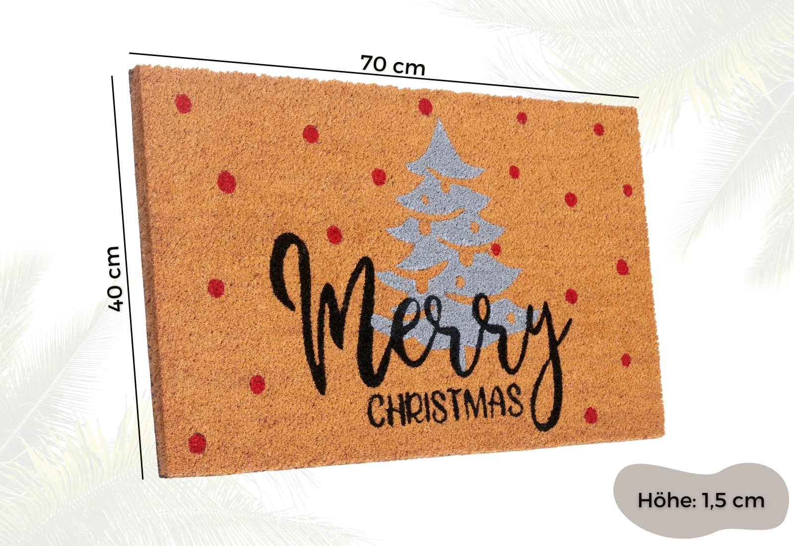 HANSE Home Fussmatte »Kokos Silver Christmas Gifts, Türmatte« rechteckig 15 mm Höhe Schmutzfangmatte, Rutschfest, Outdoor, Weihnachten, Kokosmatte, Flur