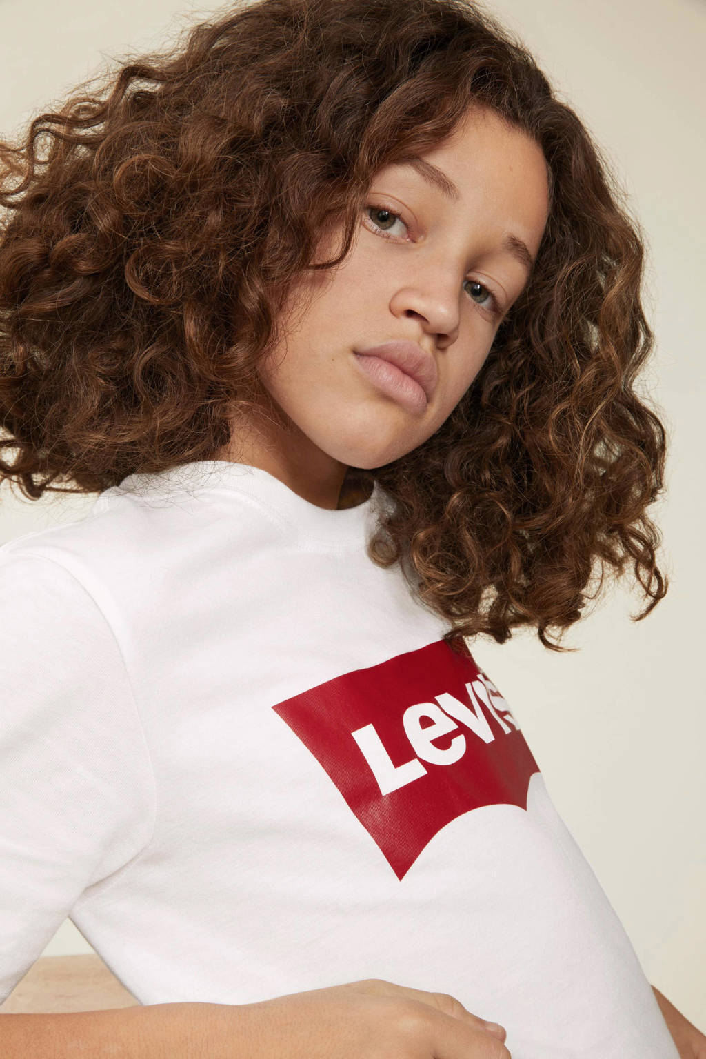 Levi's T-shirt Batwing met logo wit
