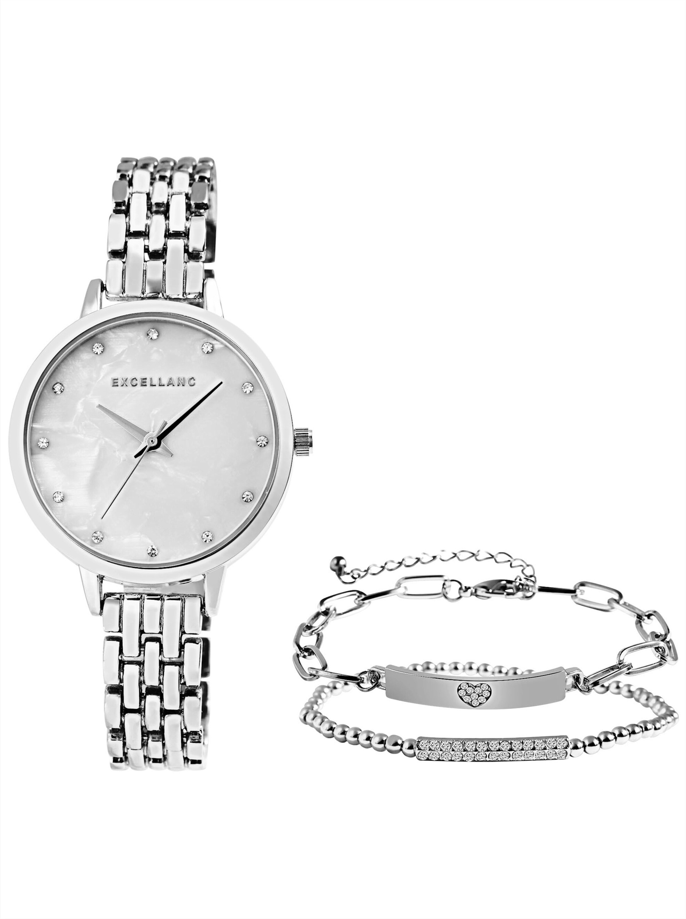 Armbanduhr und Armband in Silber