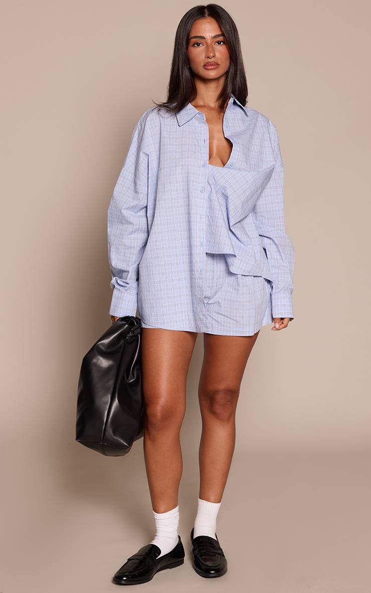 Bleu Short Boxer En Popeline À Carreaux Petite