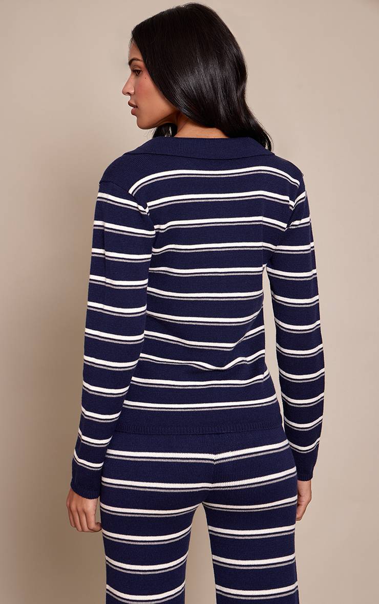 Bleu Marine Synthétiquell De Rugby En Maille Compacte Rayée Pour Grande Taille