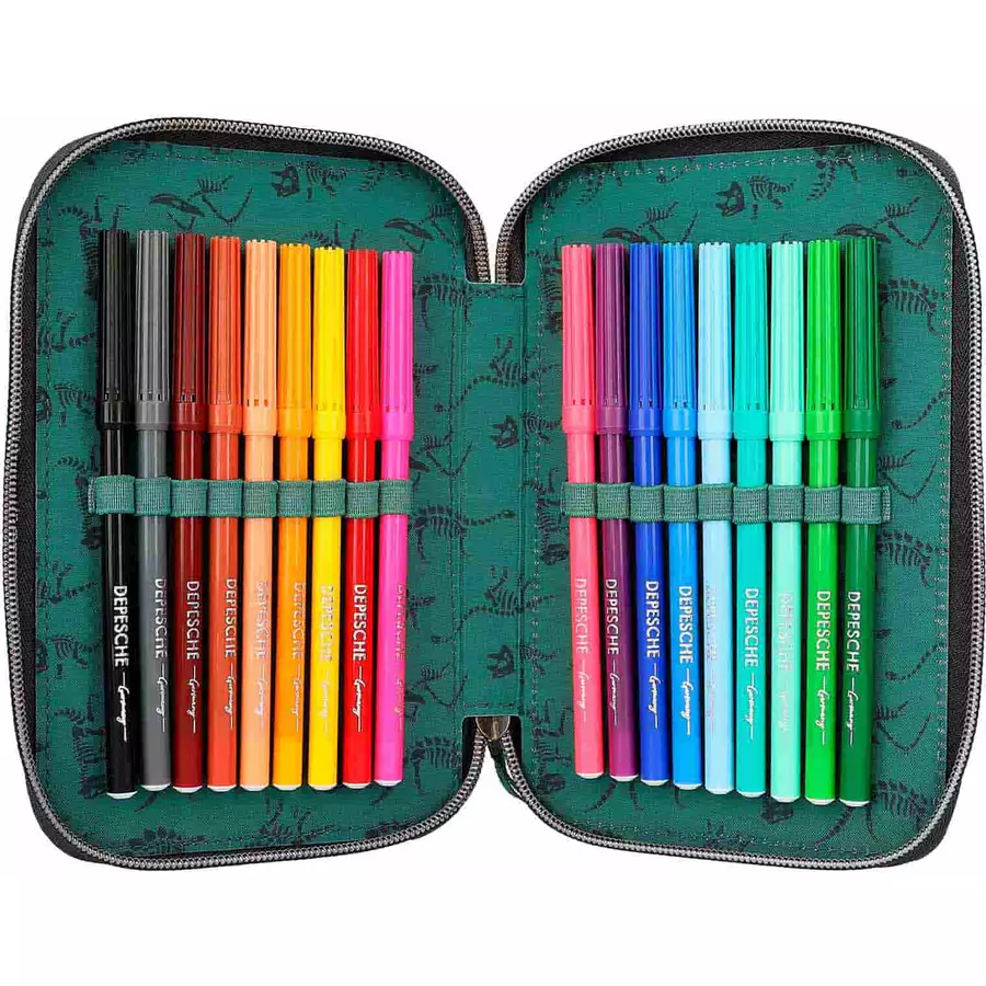 Depesche 3-Fach Federtasche mit 3D Effekt Dino World 20 x 13 cm grün