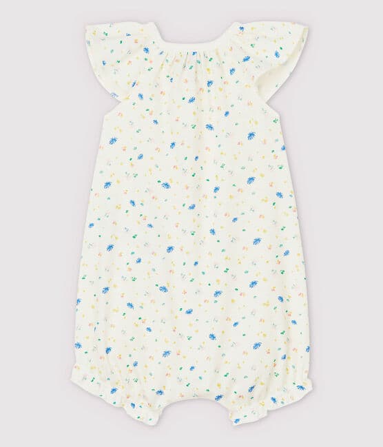 Combicourt à petites fleurs bébé en coton et lin