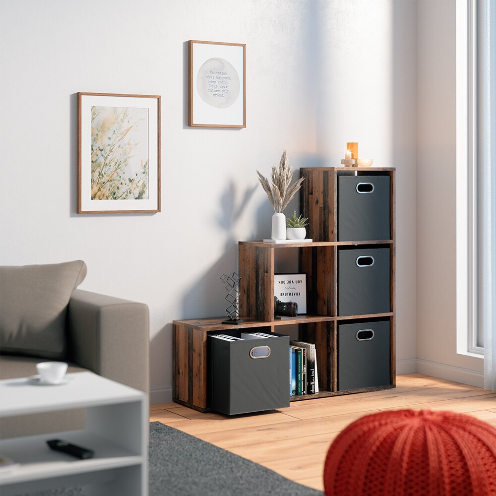 Treppenregal Raumteiler Bücherregal 6 Fächer Old Style Stufenregal Faltbox Vicco