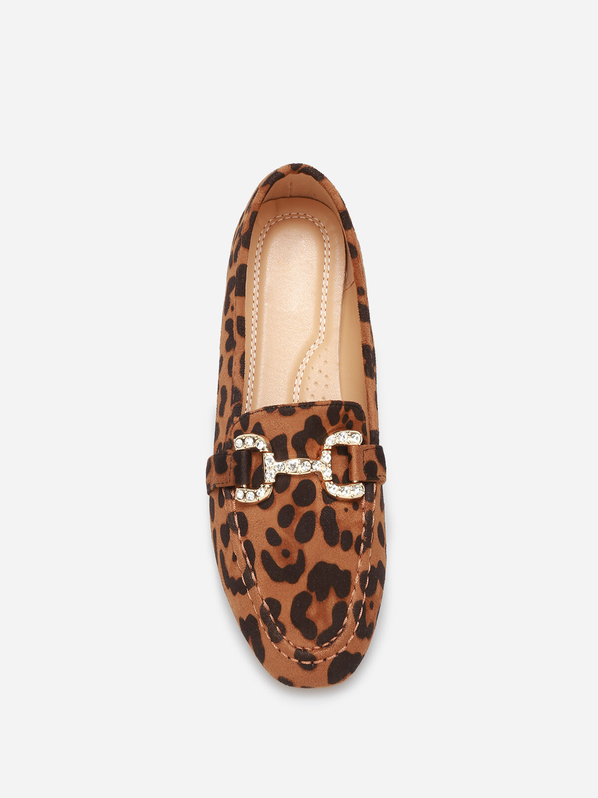 Mocassins à strass et motif- Marron