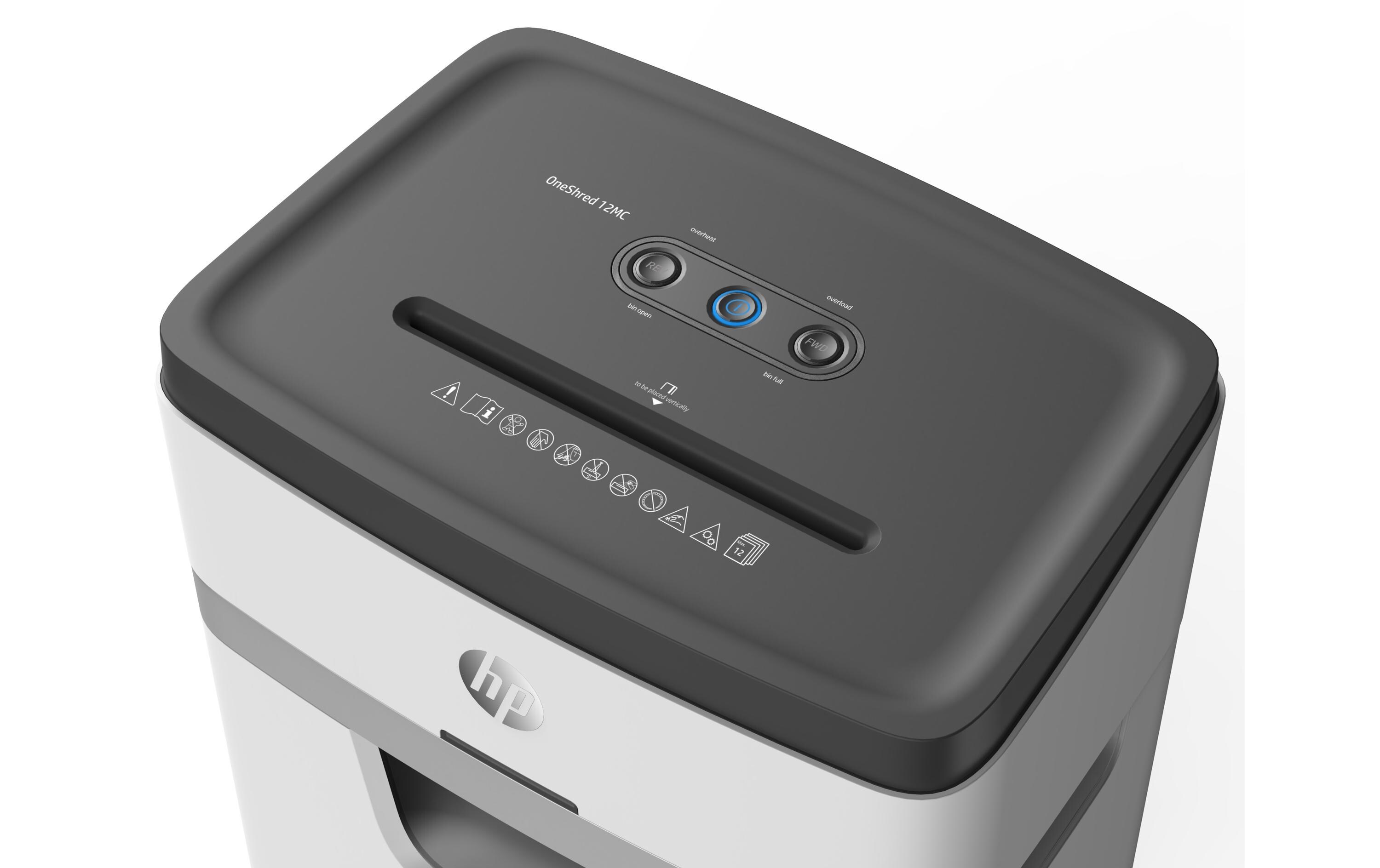 Aktenvernichter OneShred 12MC P-5, 12 Seiten<br>Dokumentenvernichter von HP