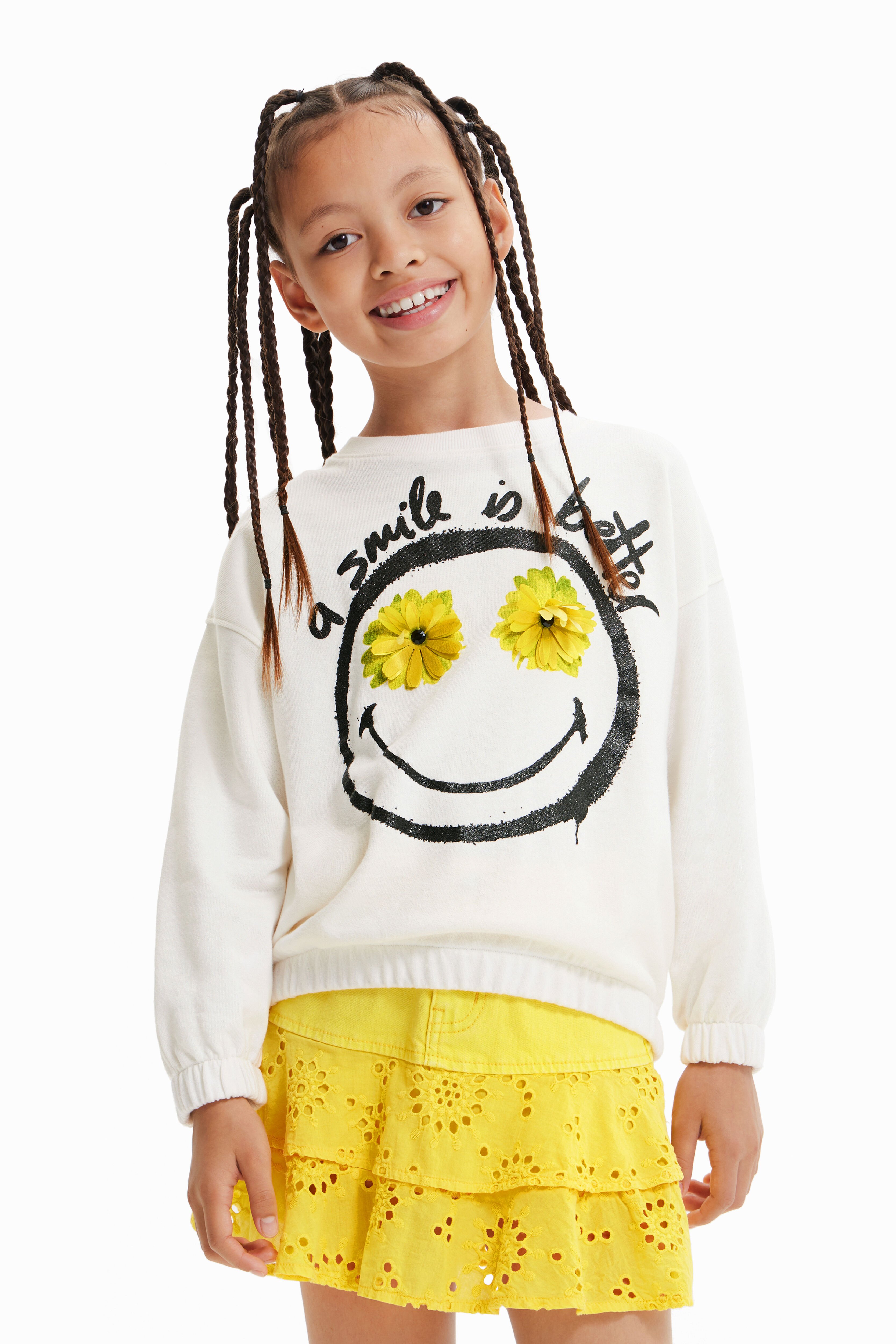 Sweat-shirt Smiley fleurs