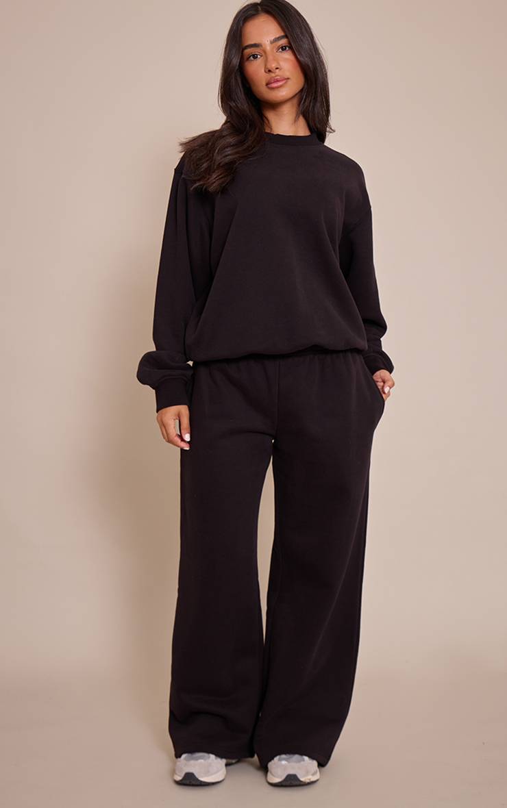 Noir Sweat-shirt Ample Col Rond Petite Taille