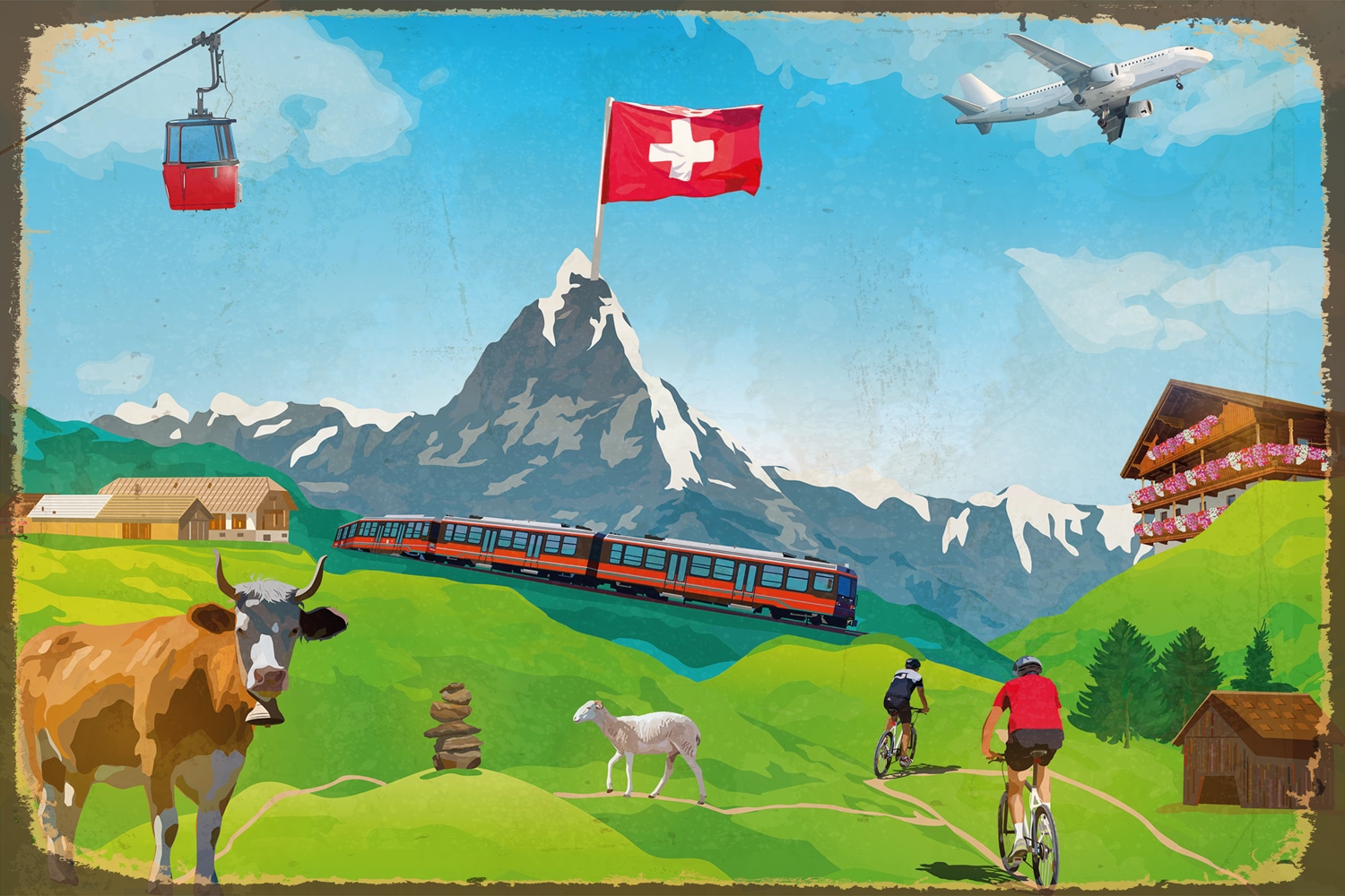 queence Metallbild »VACATION« Schweiz Blechschilder