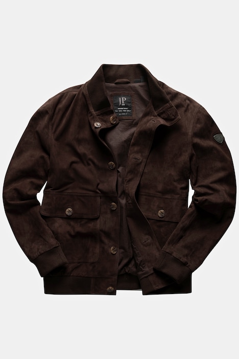 Lederjacke, Veloursleder, Stehkragen, Knopfleiste