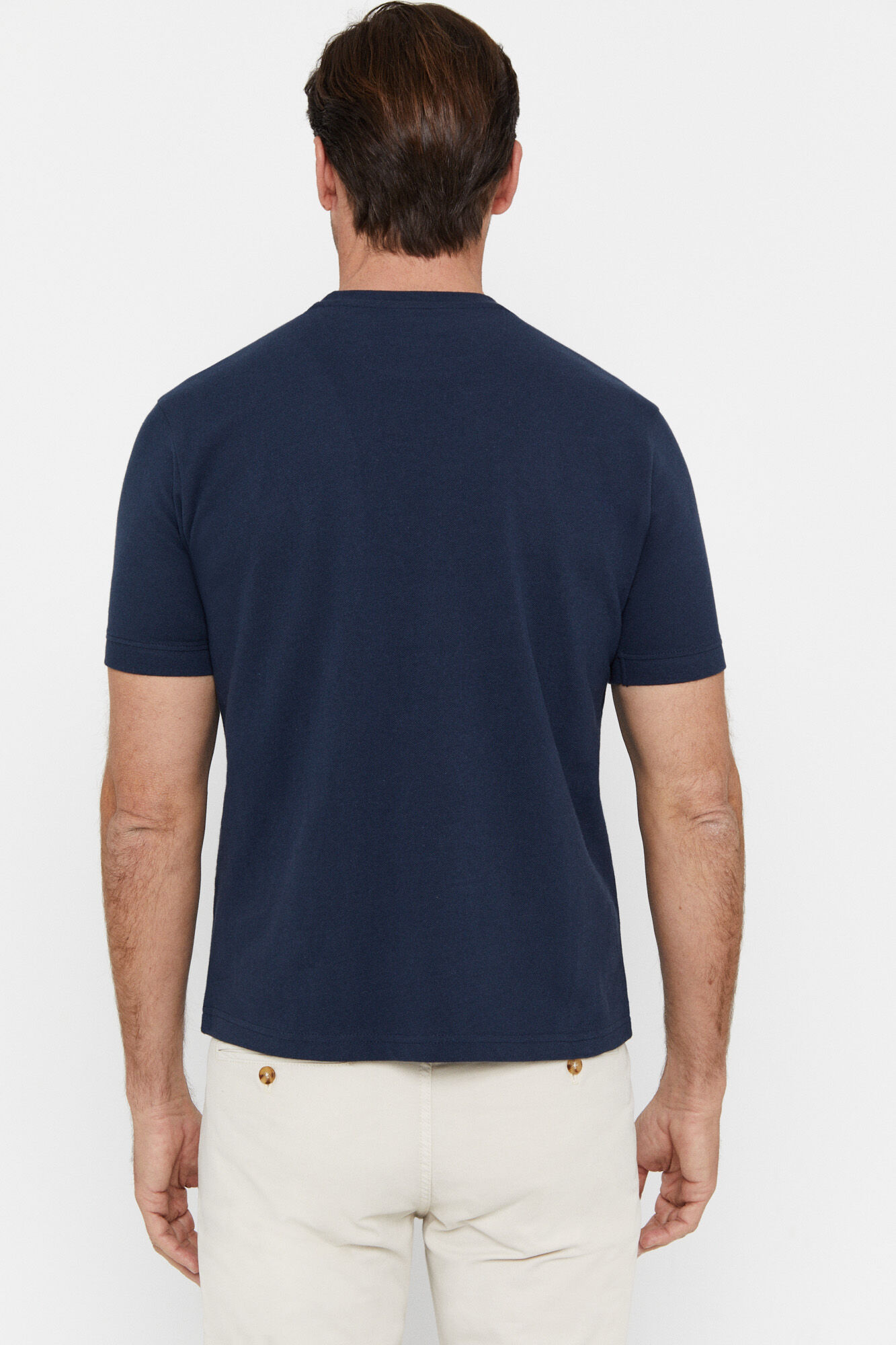 Camiseta básica de piqué - Azul escuro