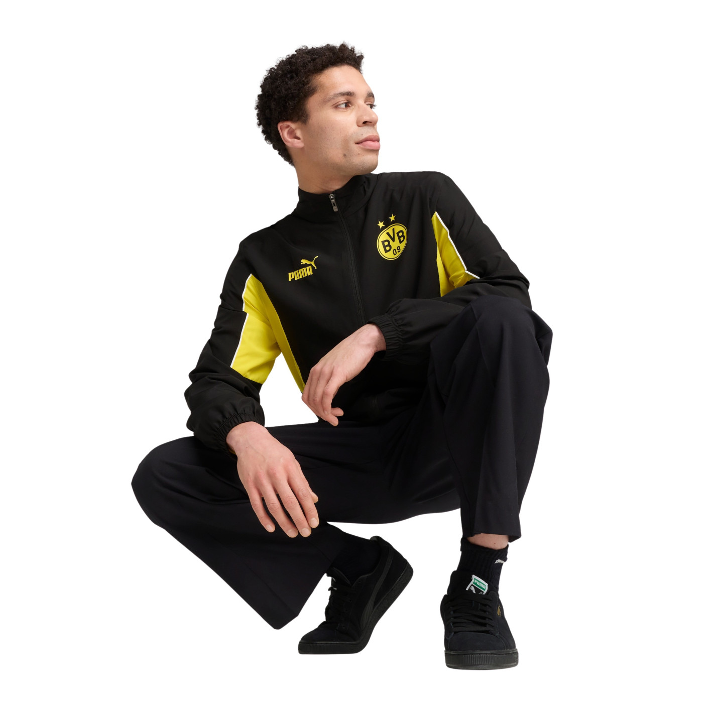 PUMA Borussia Dortmund FtblArchive Trainingsjack 2024-2025 Zwart Geel