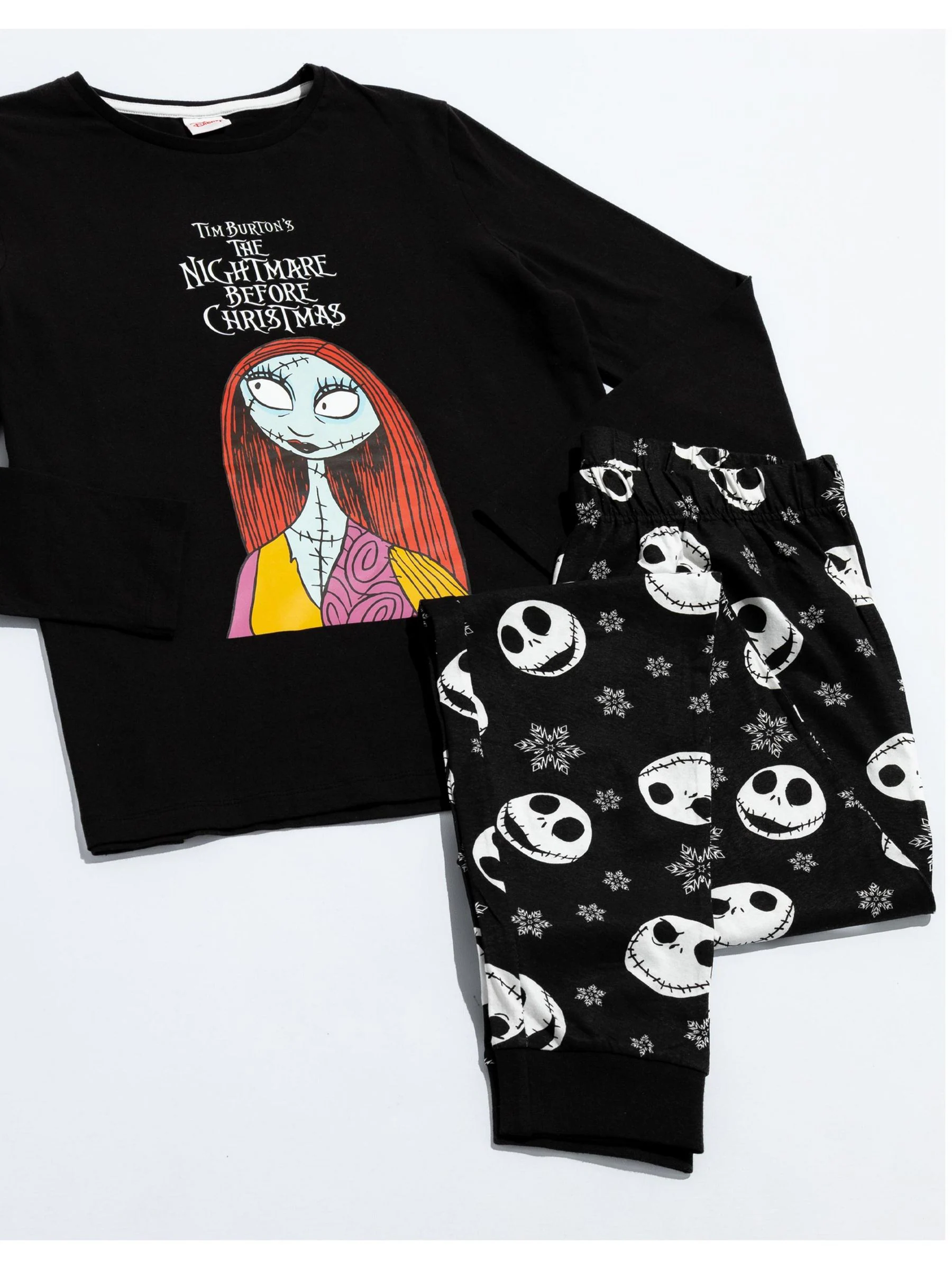 Zwart - Vanilla Underground Disney The Nightmare Before Christmas meerkleurige damespyjama met lange mouwen en pijpen van 100% katoen
