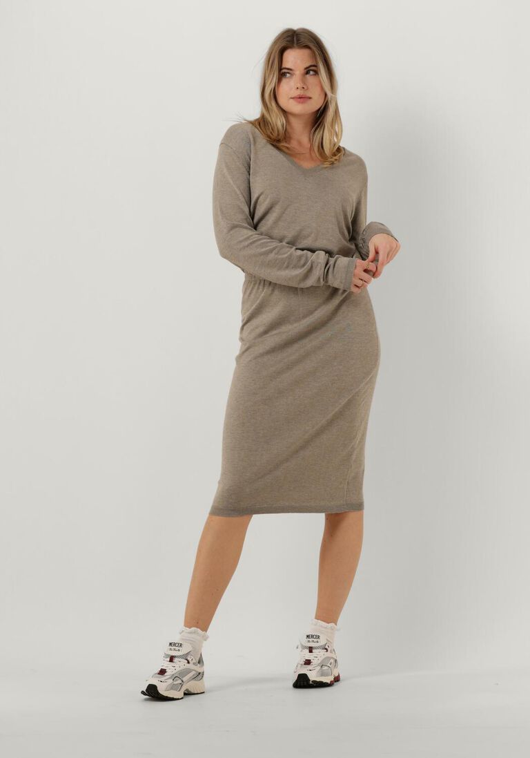 MINUS bruine minus midi jurk vilena v-neck knit dress