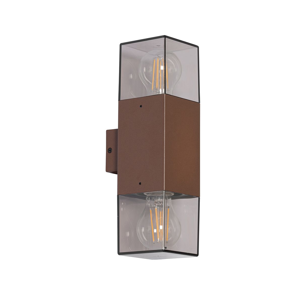 Buiten wandlamp roestbruin met smoke kap 2-lichts IP44 - Denmark