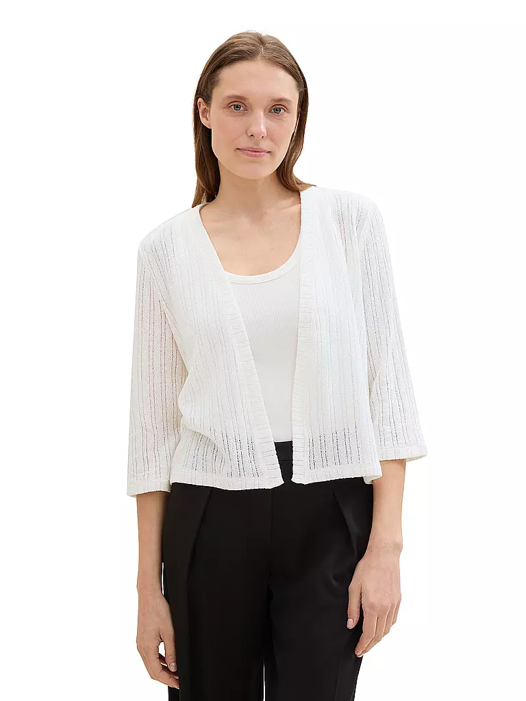 TOM TAILOR Strickjacke  weiss
