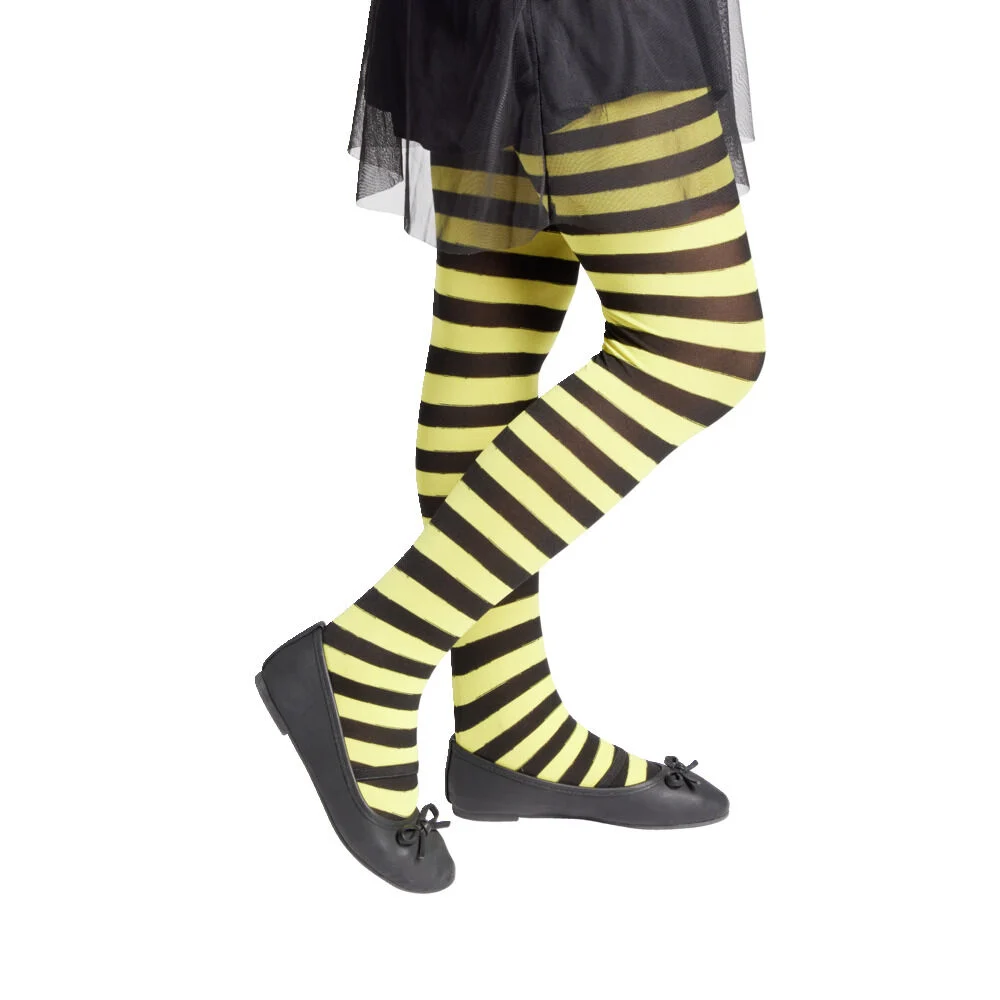 Collant enfant motif abeille rayure jaune et noir Taille unique L65cm