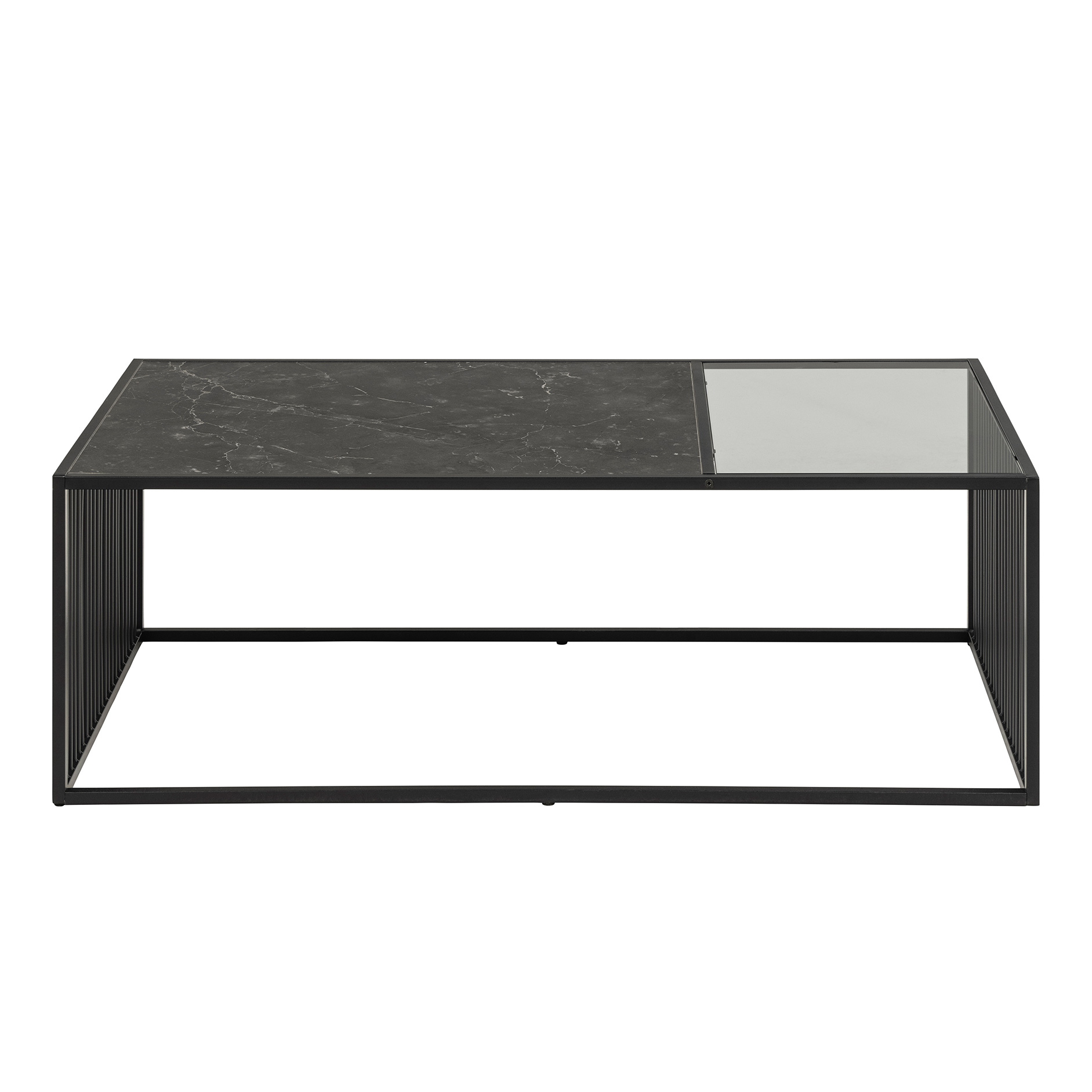 Couchtisch STRINGTON - schwarz-transparent - Marmoroptik - 120 cm