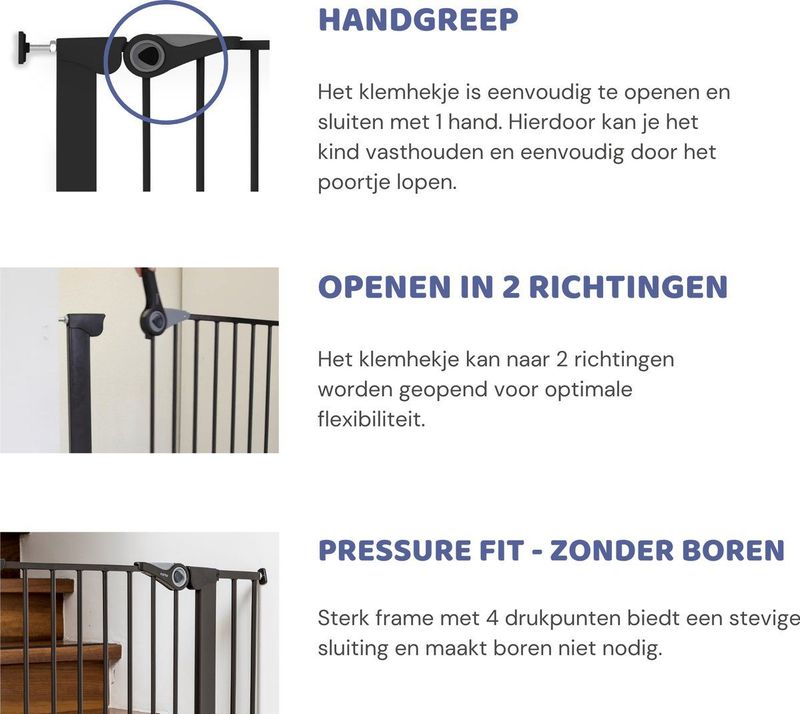 Noma - Veiligheidshekje Easy Pressure Fit - Zwart - Metaal - 75-82 cm