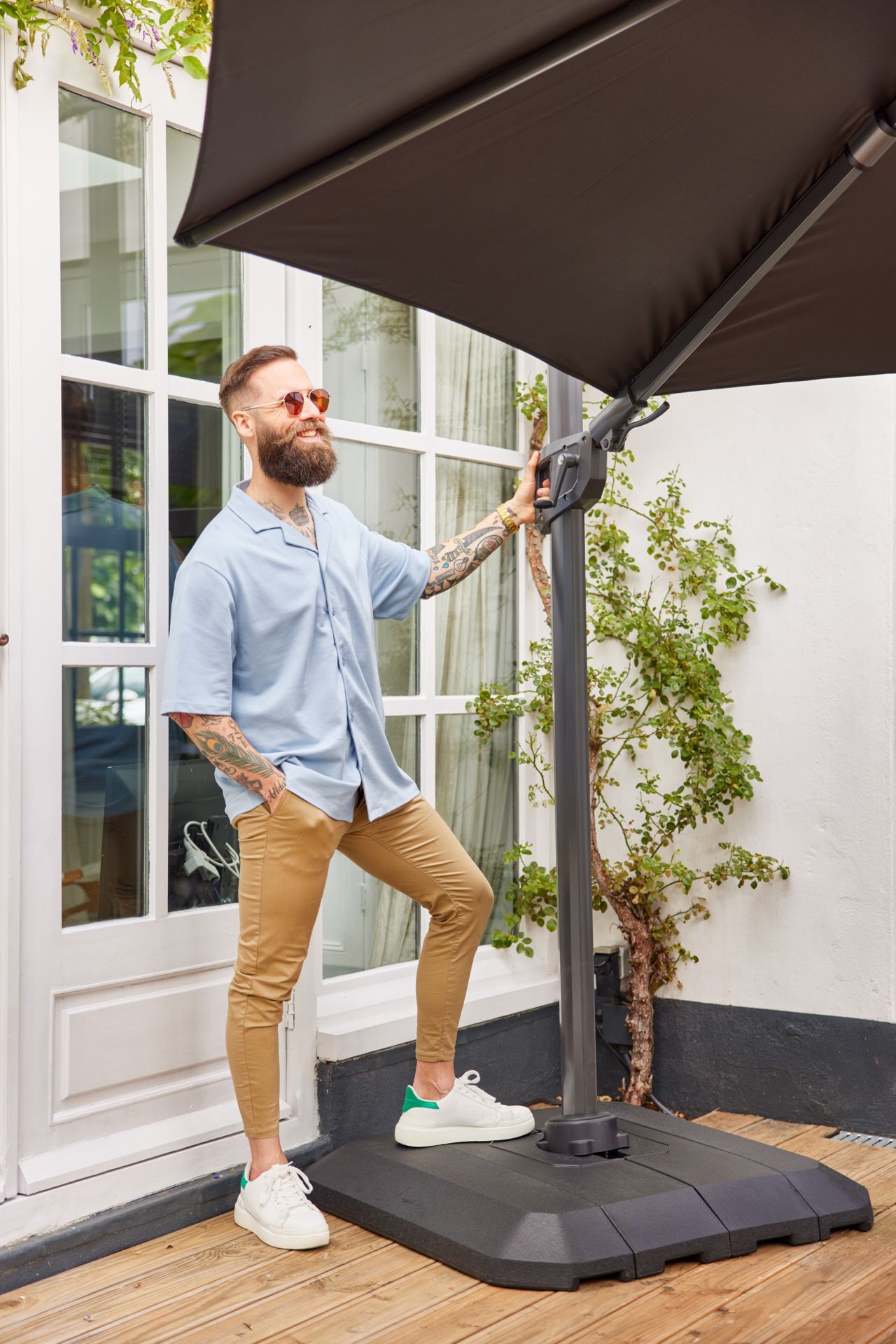 Zweefparasol r300cm Antraciet 14.121.178 Shadowflex ⌀300  x H245 cm