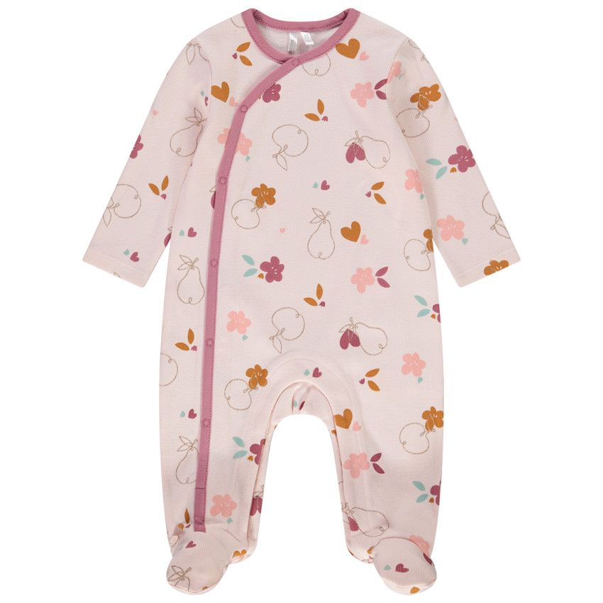 Dors-bien en jersey imprimé fruits pour bébé fille - Rose