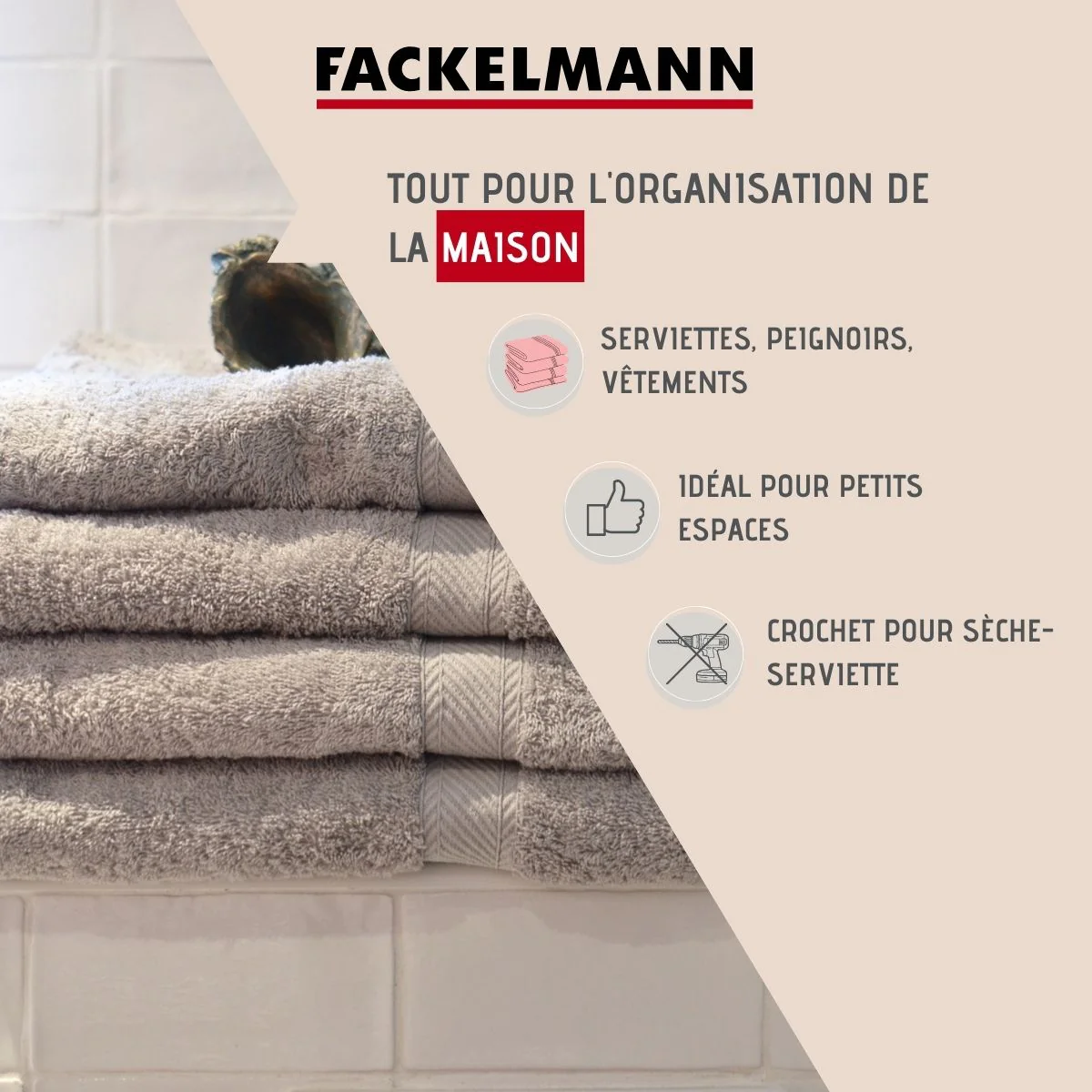 Lot de 2 crochets pour sèche serviette Tecno Fackelmann