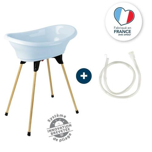 Kit Baignoire VASCO Fleur Bleue : Baignoire + Pieds + Tuyau de vidange - THERMOBABY