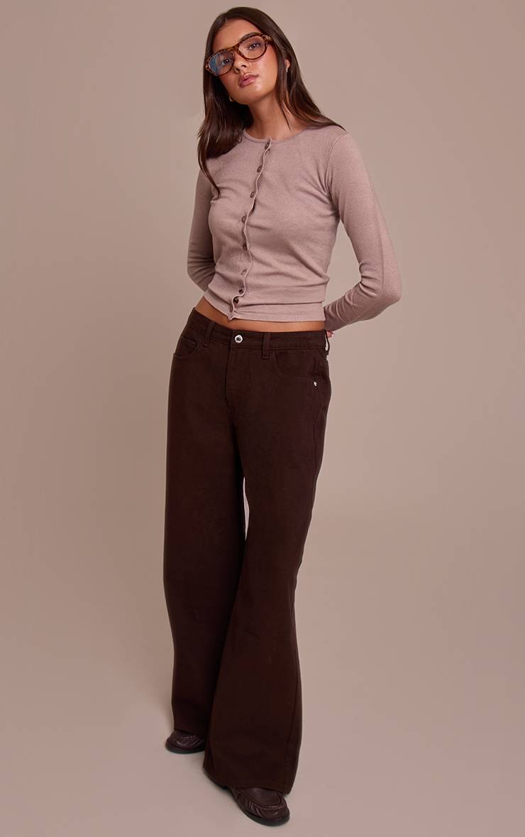 Chocolat Jean Boyfriend Taille Basse À Jambe Large