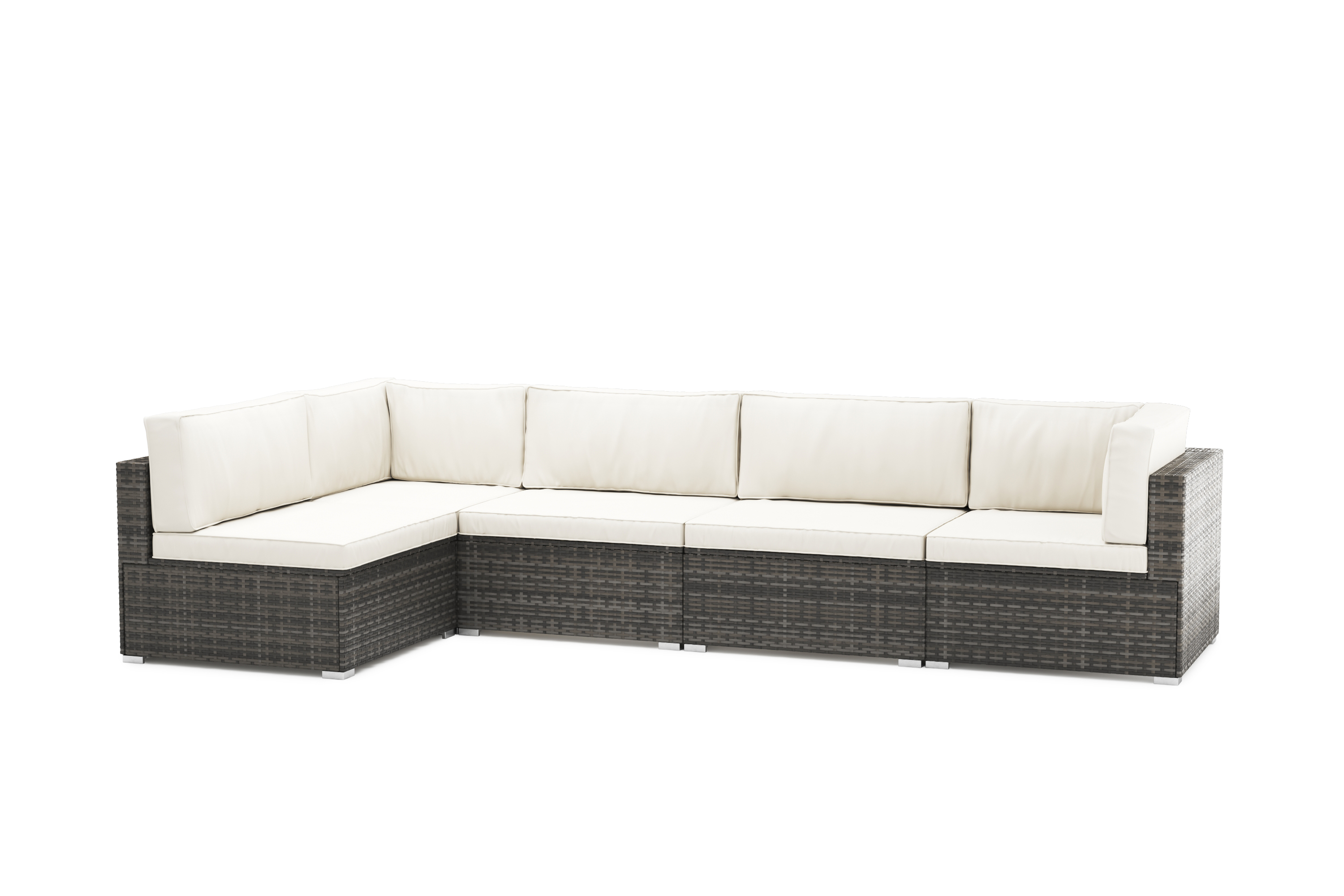 Eckteil Rattanlounge LINDOS grau/weiss