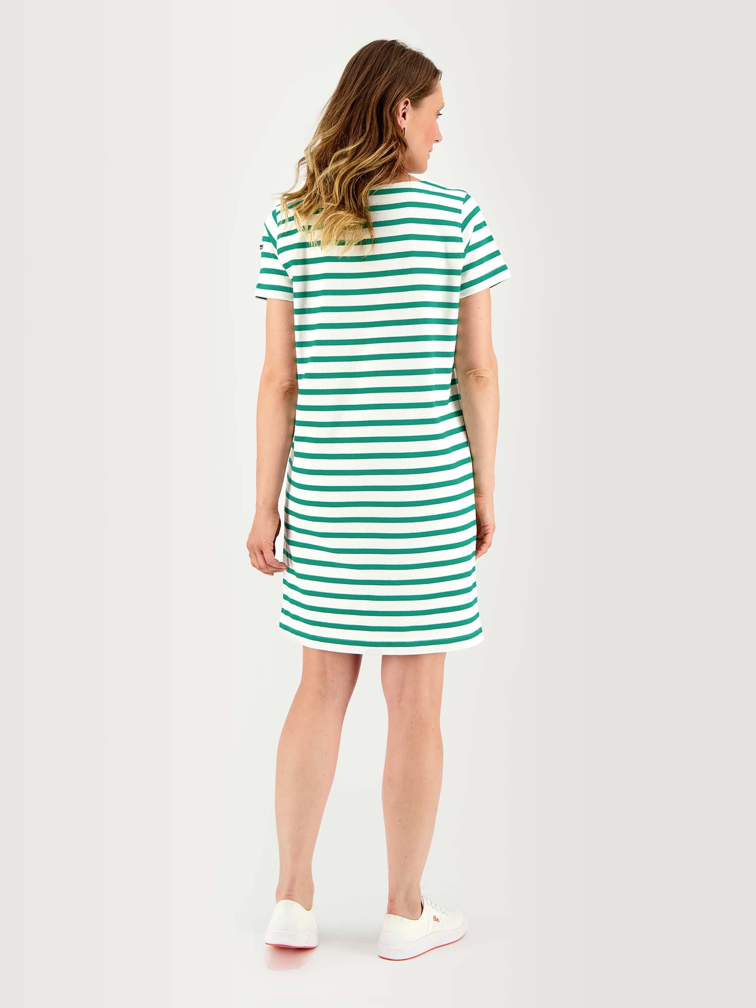 Robe Femme Coton Marinière Blanc et Vert
