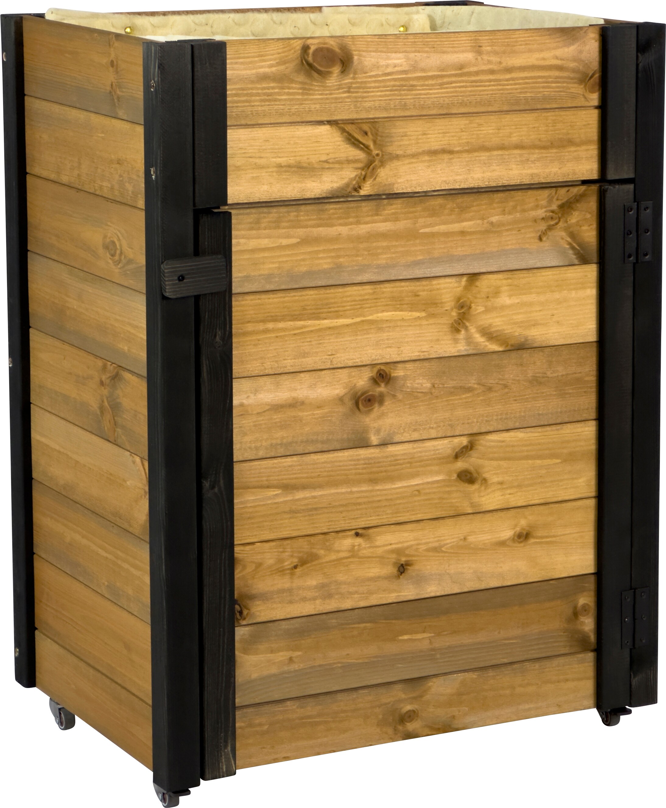 dobar Rollbarer Gartenschrank mit Wolle 60x40x80 cm natur schwarzer Eckschutz
