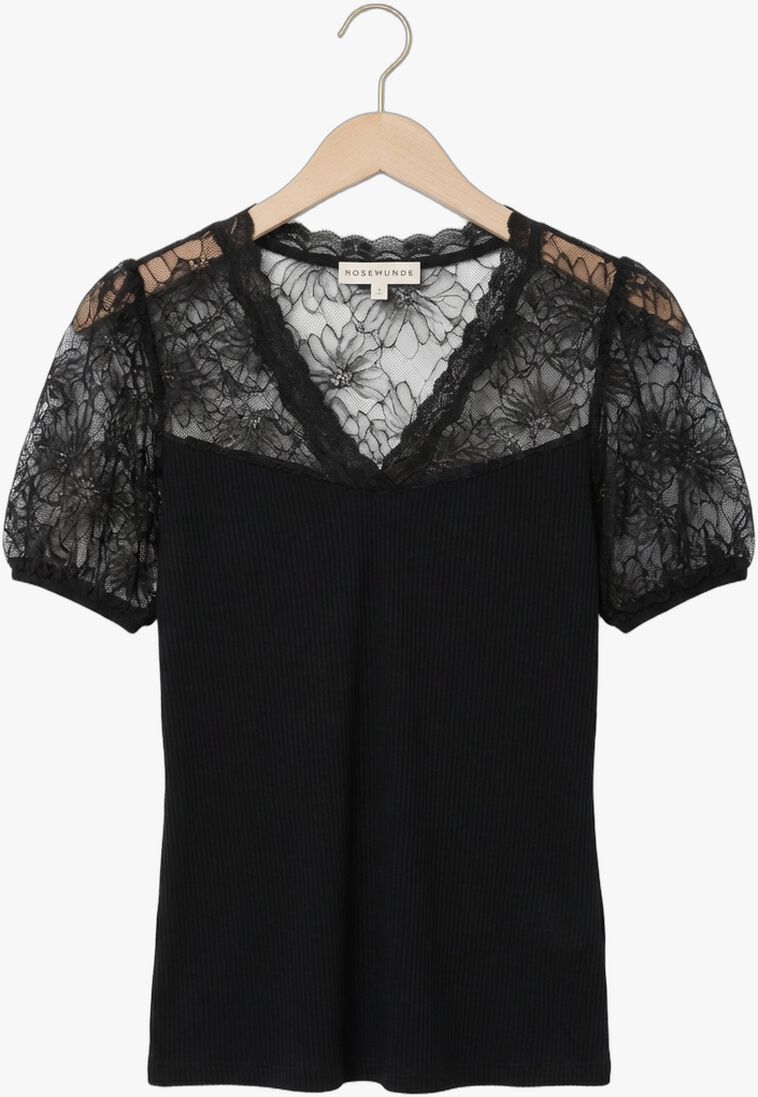 zwarte rosemunde t-shirt beatha full lace v-neck t-shirt